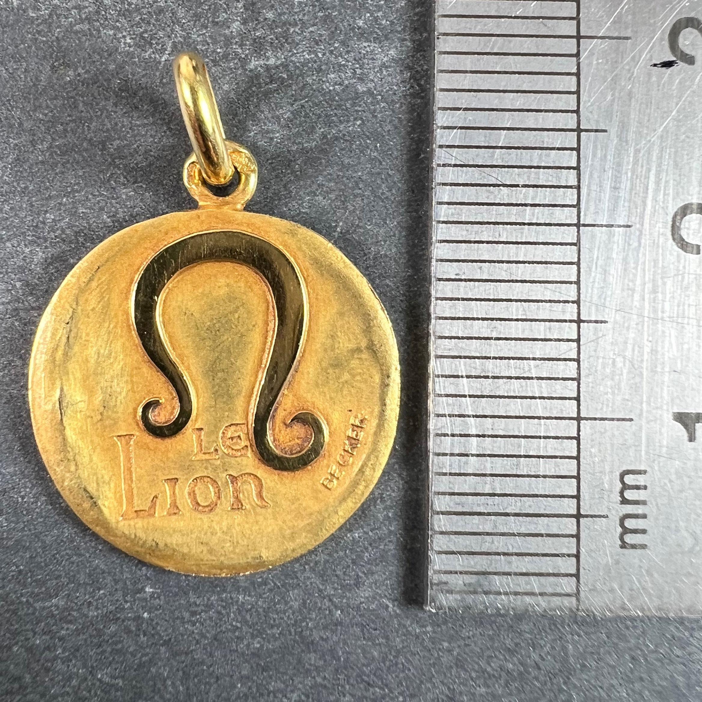 Becker French Zodiac Leo Starsign 18K Yellow Gold Charm Pendant For Sale 5