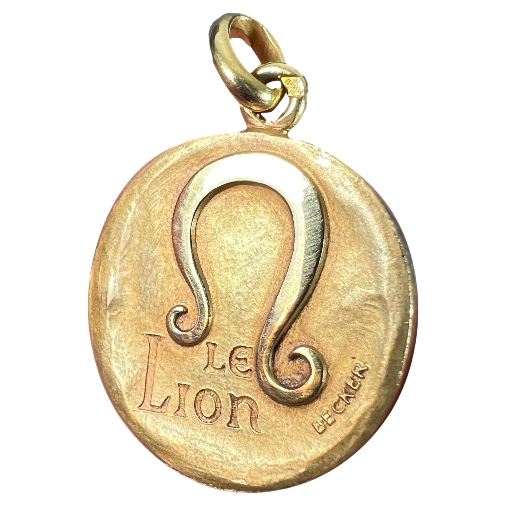Becker French Zodiac Leo Starsign 18K Yellow Gold Charm Pendant