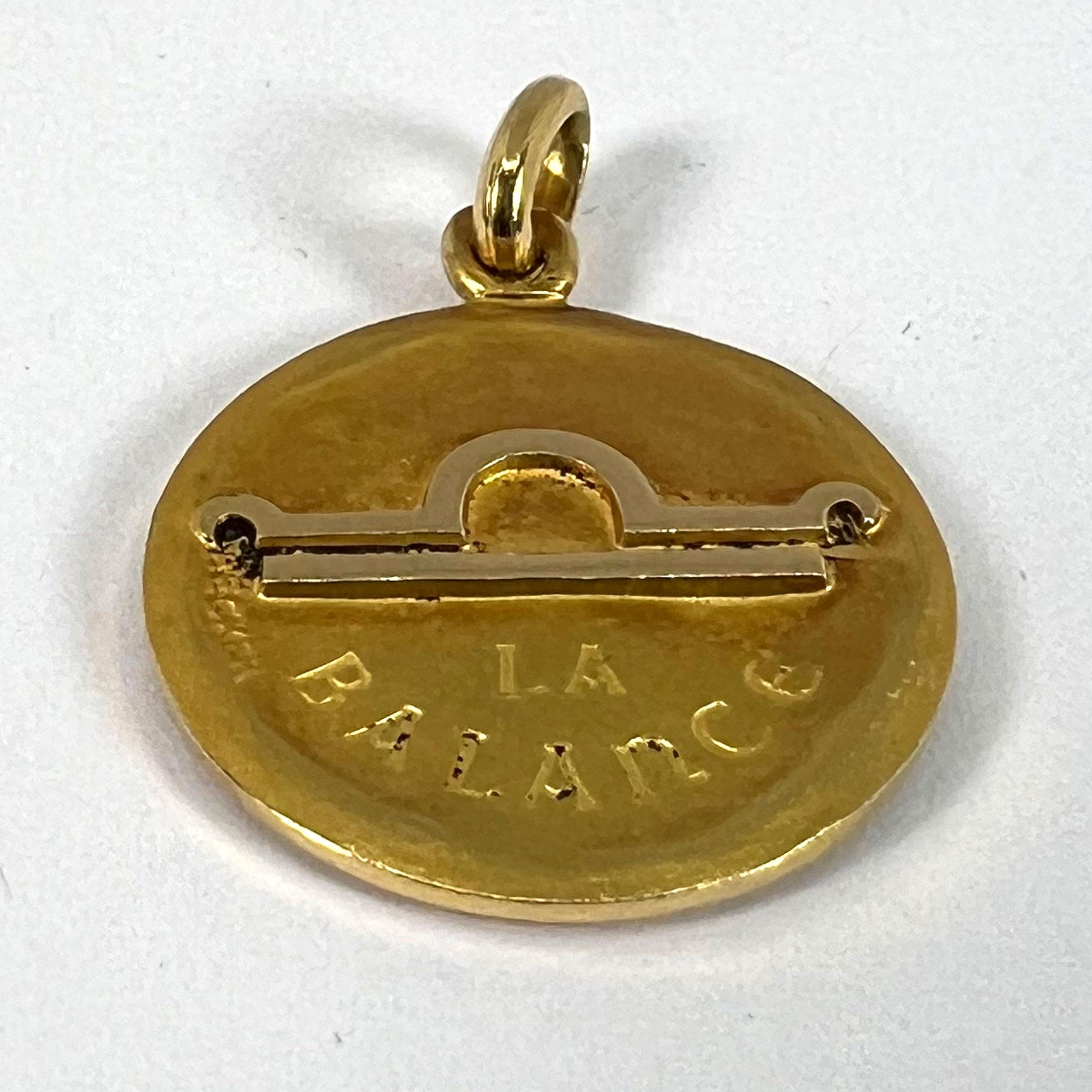 Becker French Zodiac Libra Starsign 18K Yellow Gold Charm Pendant For Sale 10