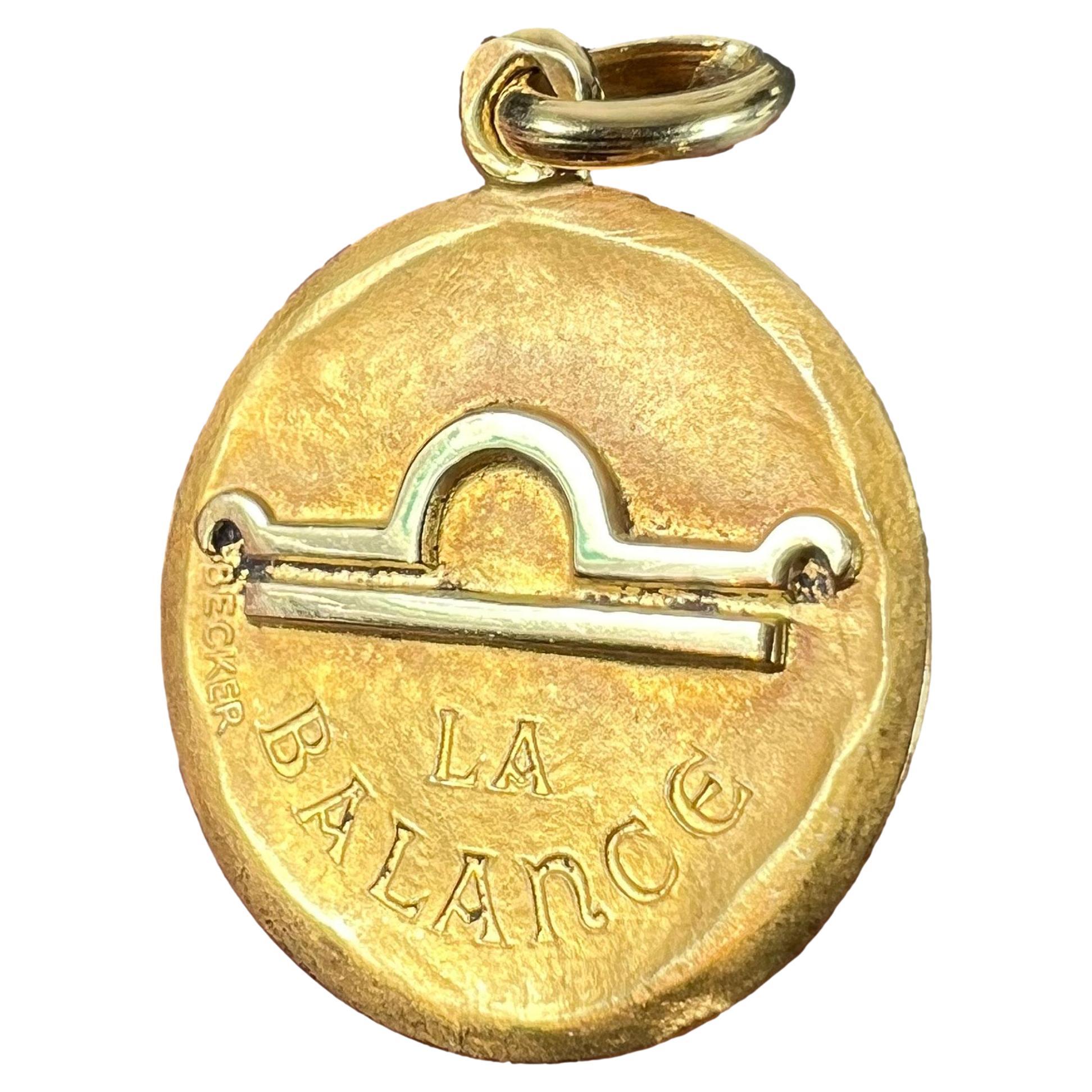 Becker French Zodiac Libra Starsign 18K Yellow Gold Charm Pendant