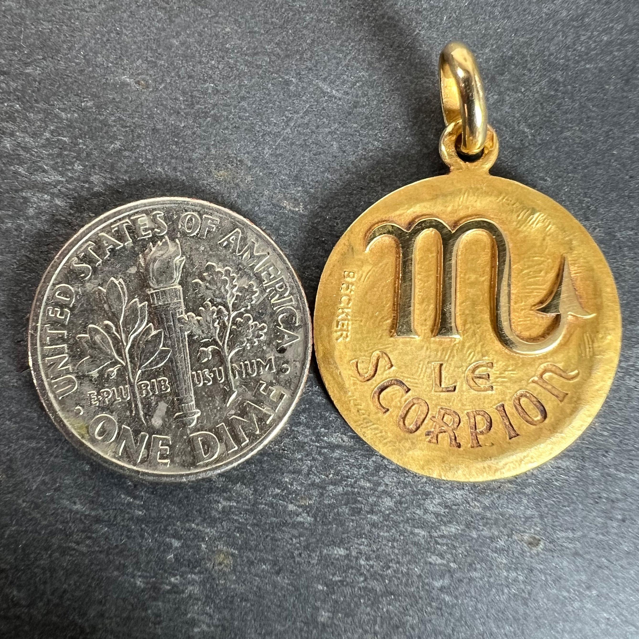 Pendentif à breloques en or jaune 18 carats Becker French Zodiac Scorpio Starsign en vente 6