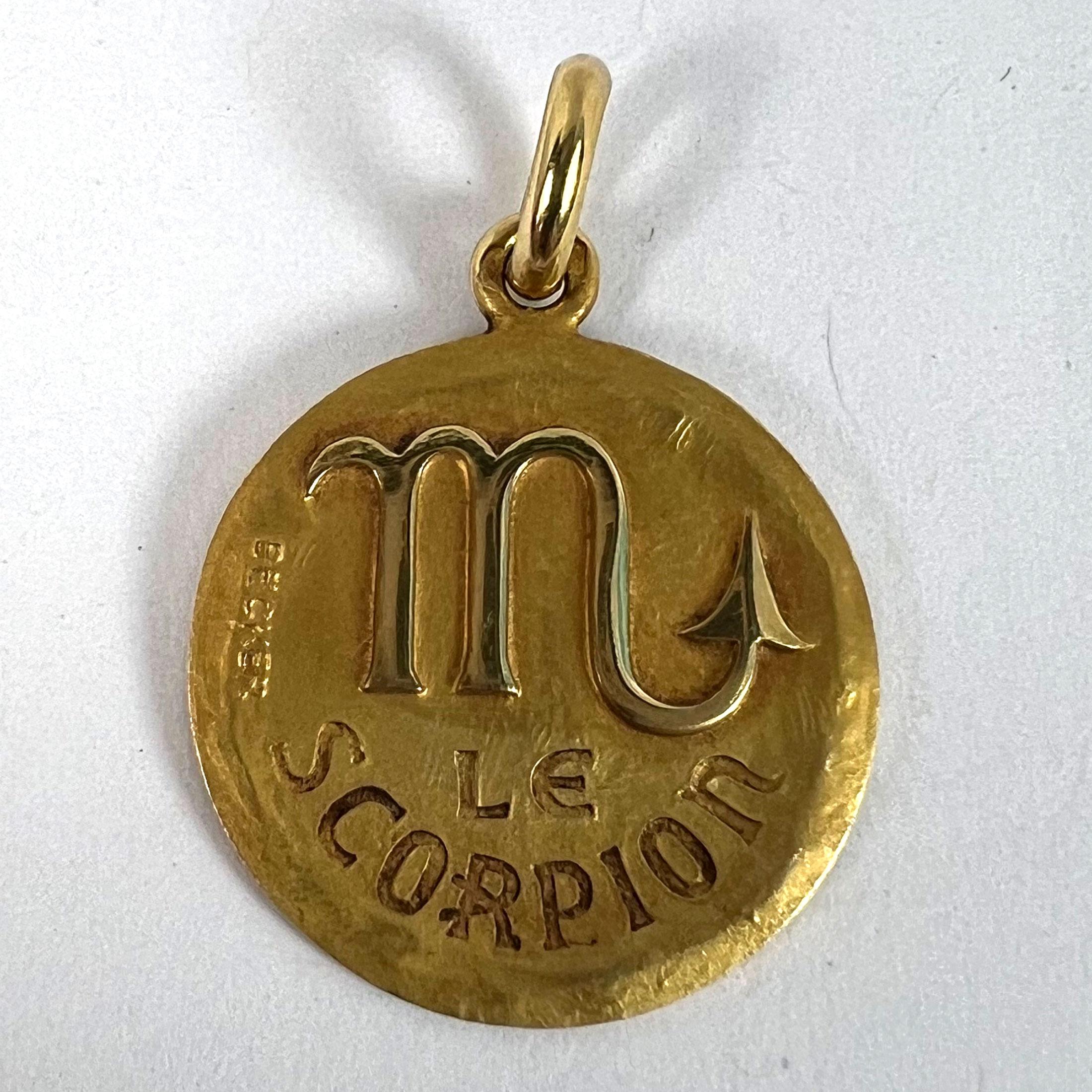 Pendentif à breloques en or jaune 18 carats Becker French Zodiac Scorpio Starsign en vente 7