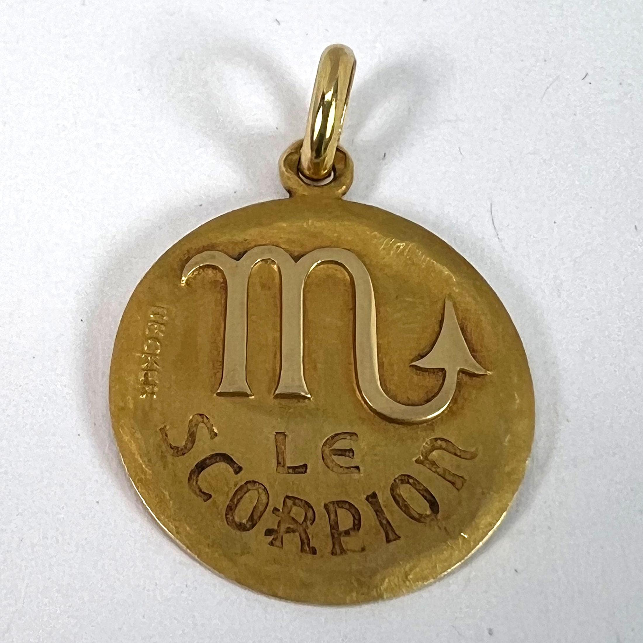 Pendentif à breloques en or jaune 18 carats Becker French Zodiac Scorpio Starsign en vente 8