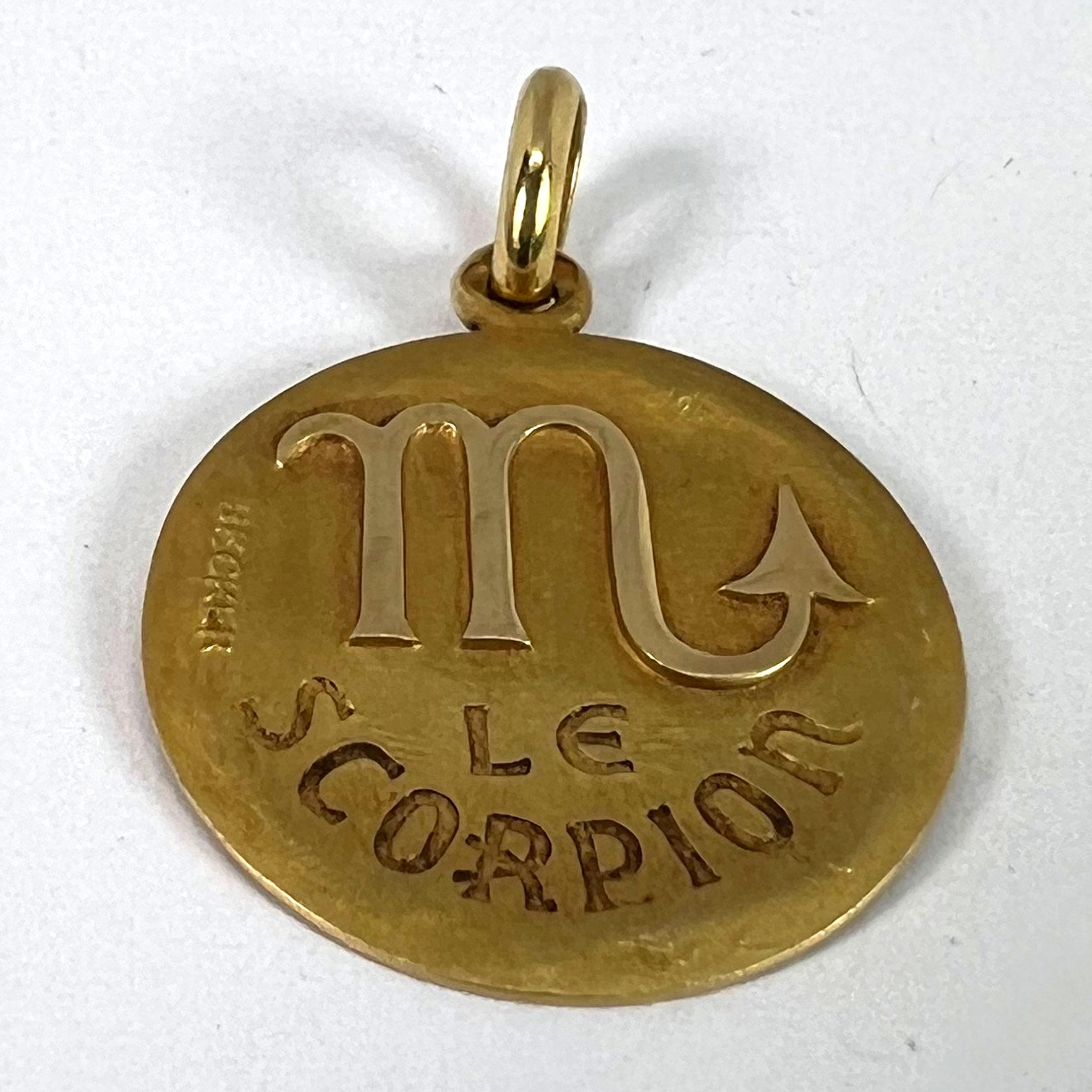 Pendentif à breloques en or jaune 18 carats Becker French Zodiac Scorpio Starsign en vente 9