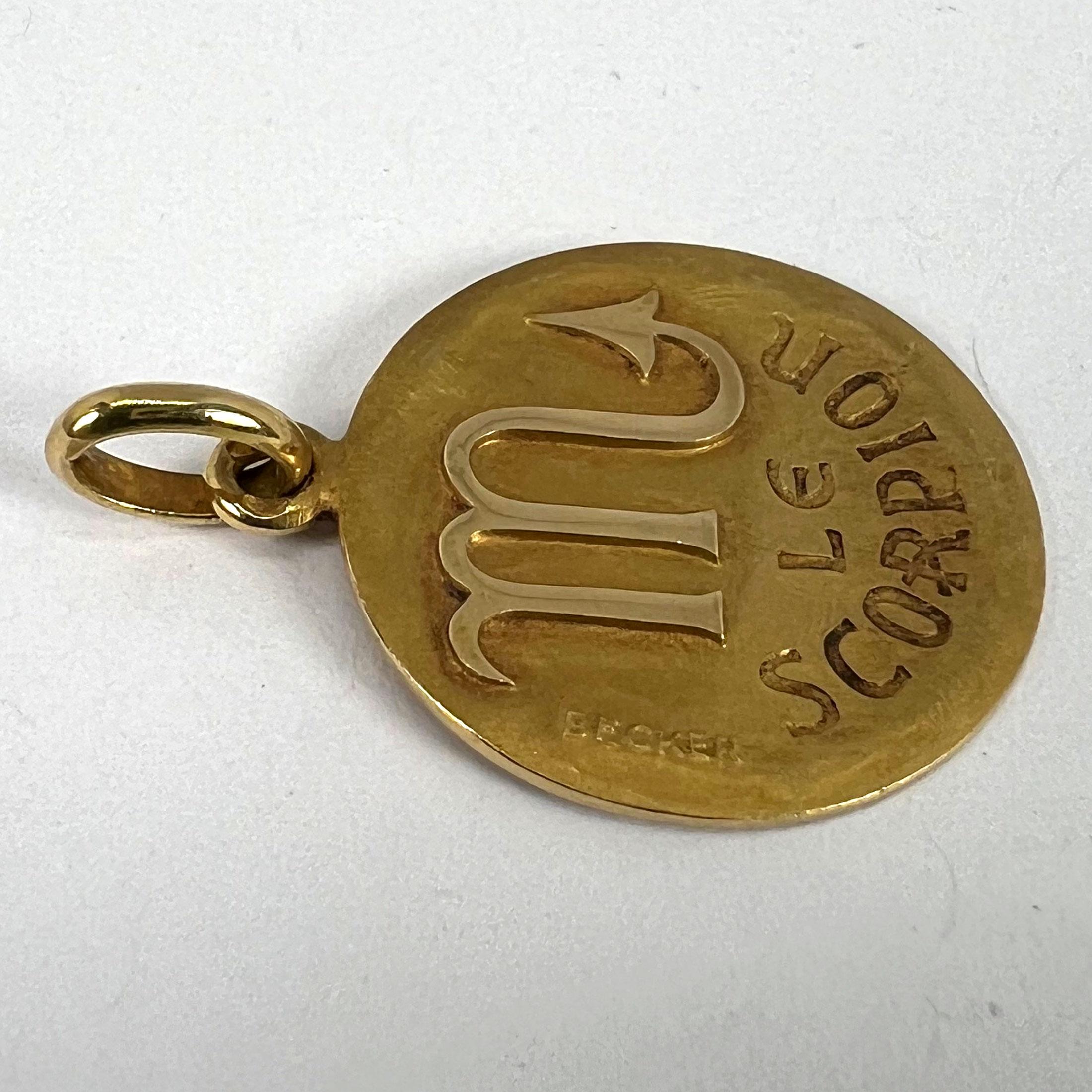 Pendentif à breloques en or jaune 18 carats Becker French Zodiac Scorpio Starsign en vente 10