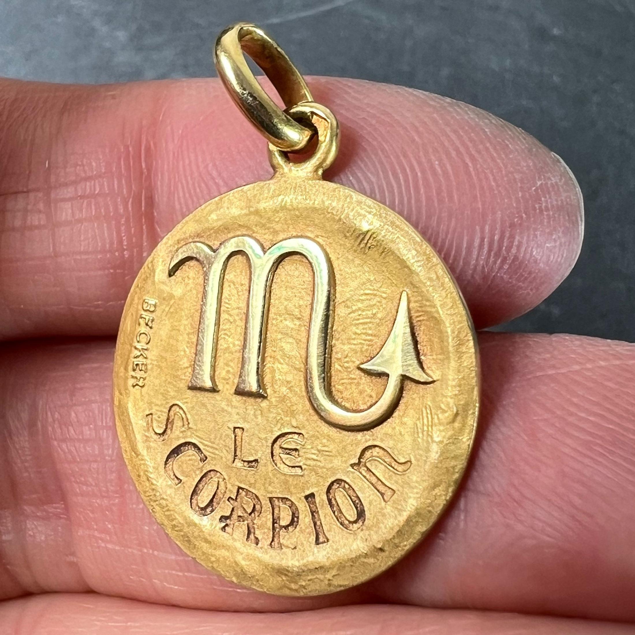 Pendentif à breloques en or jaune 18 carats Becker French Zodiac Scorpio Starsign en vente 2