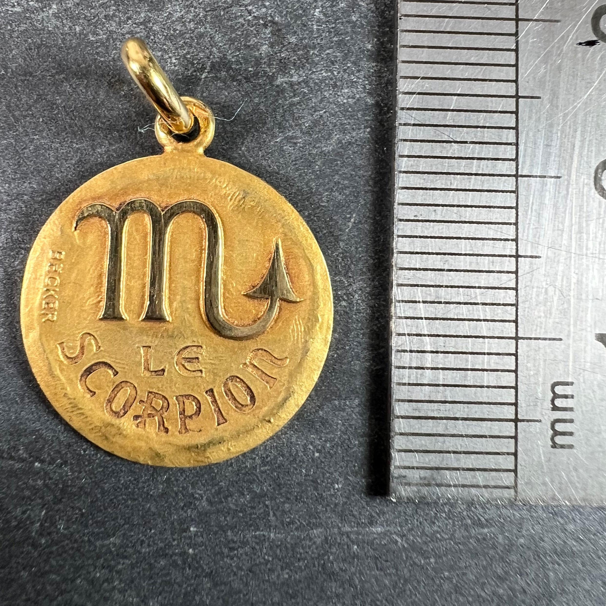 Pendentif à breloques en or jaune 18 carats Becker French Zodiac Scorpio Starsign en vente 5