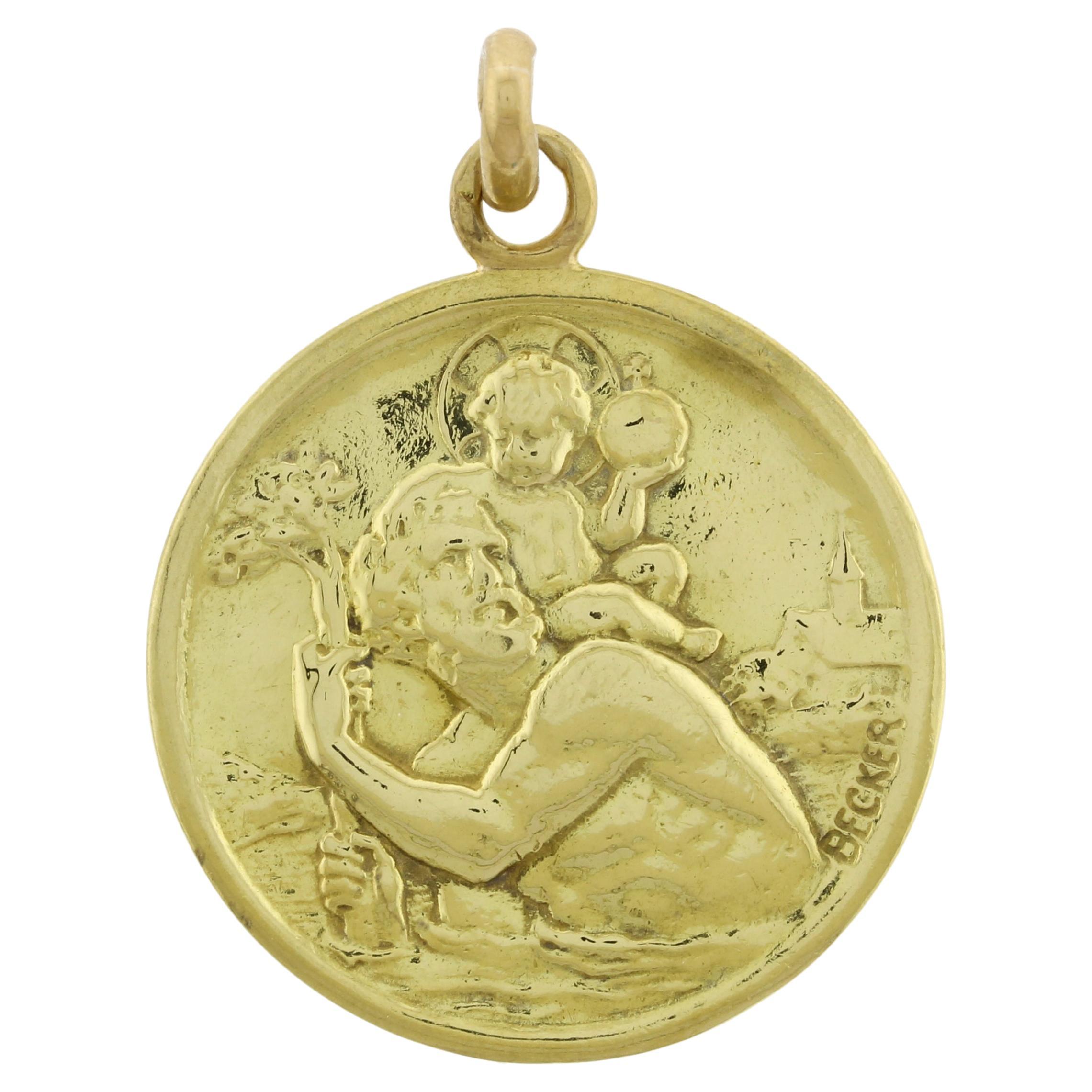 St. Christopher Medal by Edmond-Henri Becker For Sale