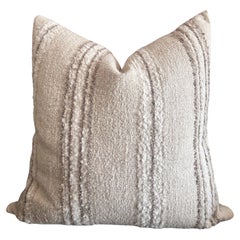 Becker Woven Linen and Wool Accent Stripe Pillow with Down Feather Insert