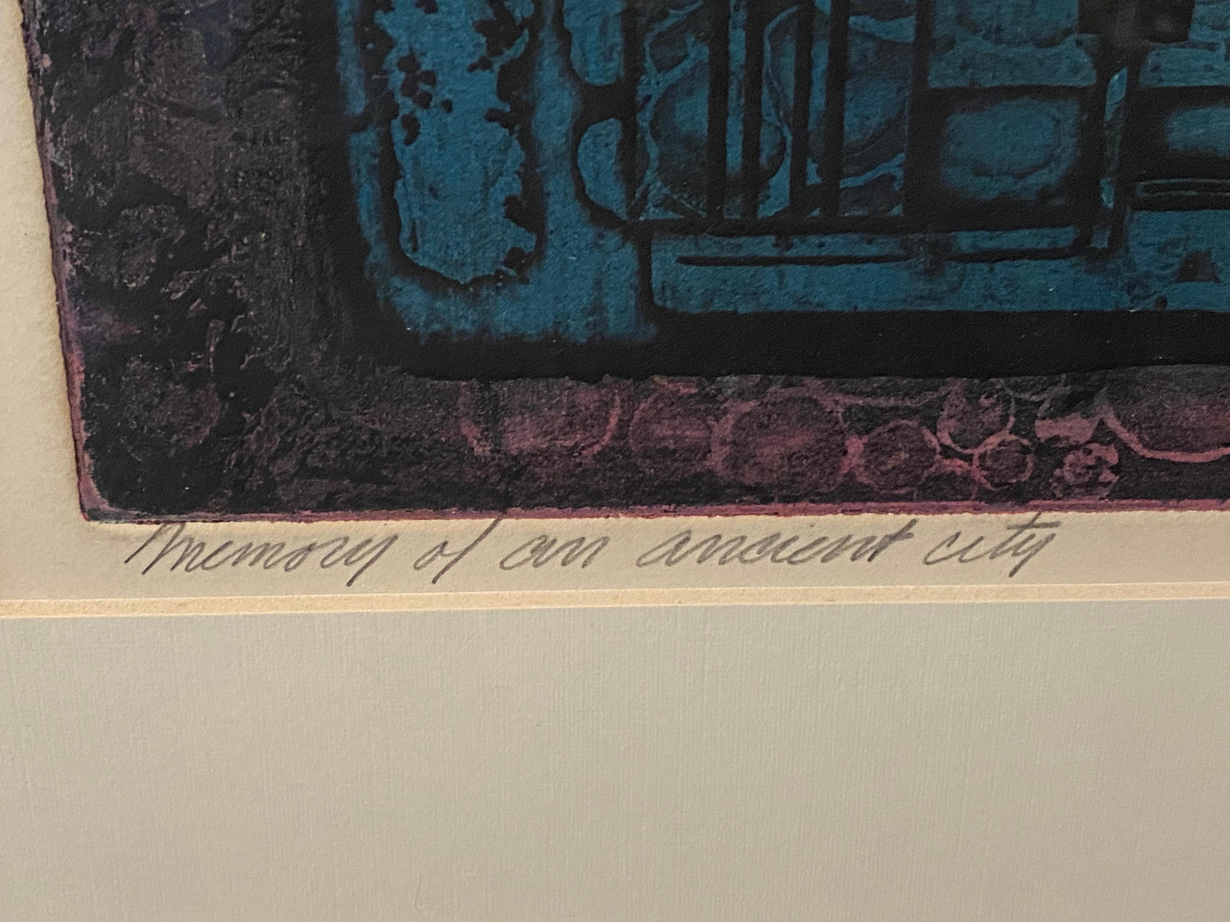 „Memory of an Ancient City“  Semi-abstrakte Lithographie von Beckford Young im Angebot 2
