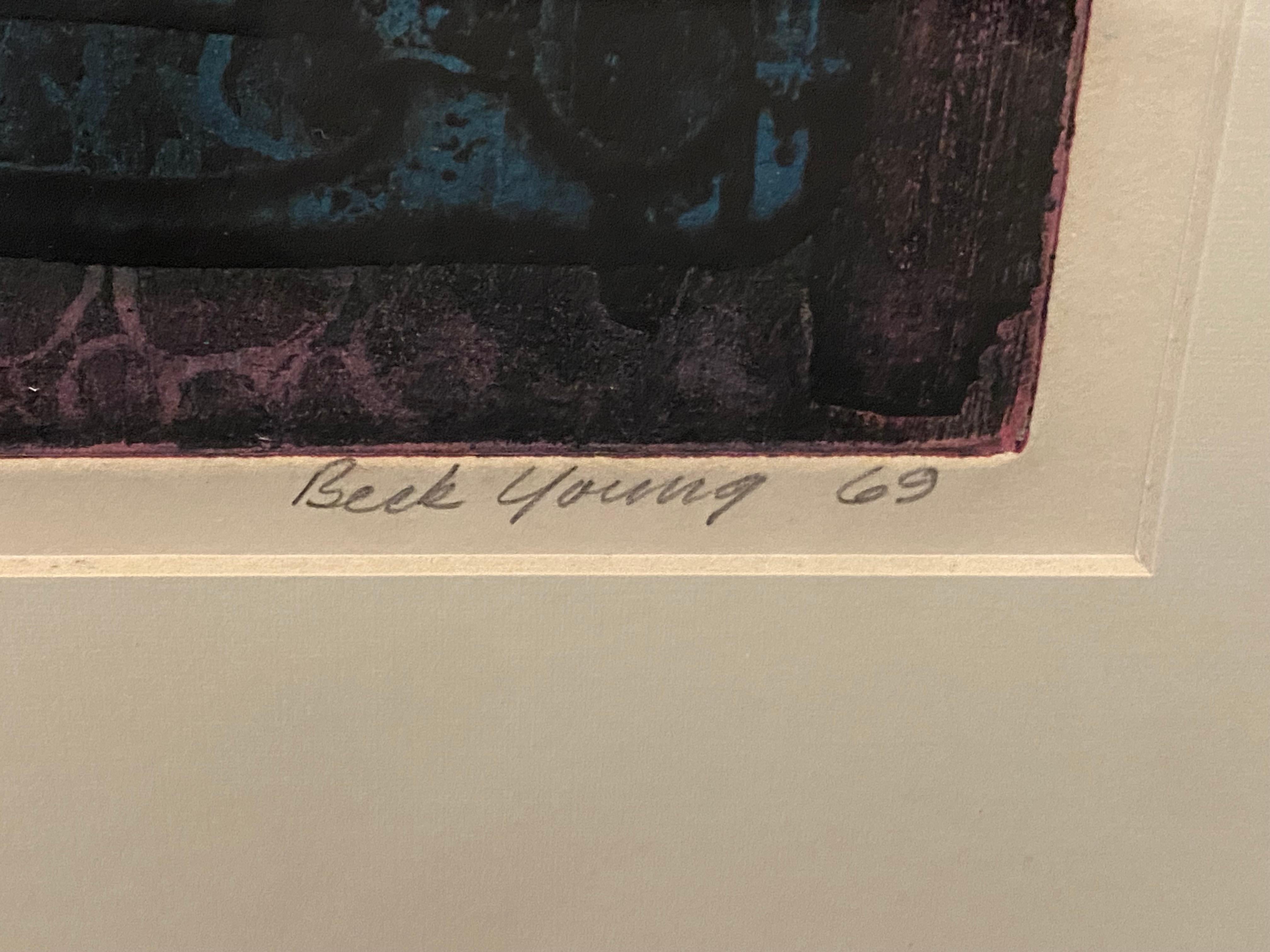 „Memory of an Ancient City“  Semi-abstrakte Lithographie von Beckford Young im Angebot 4