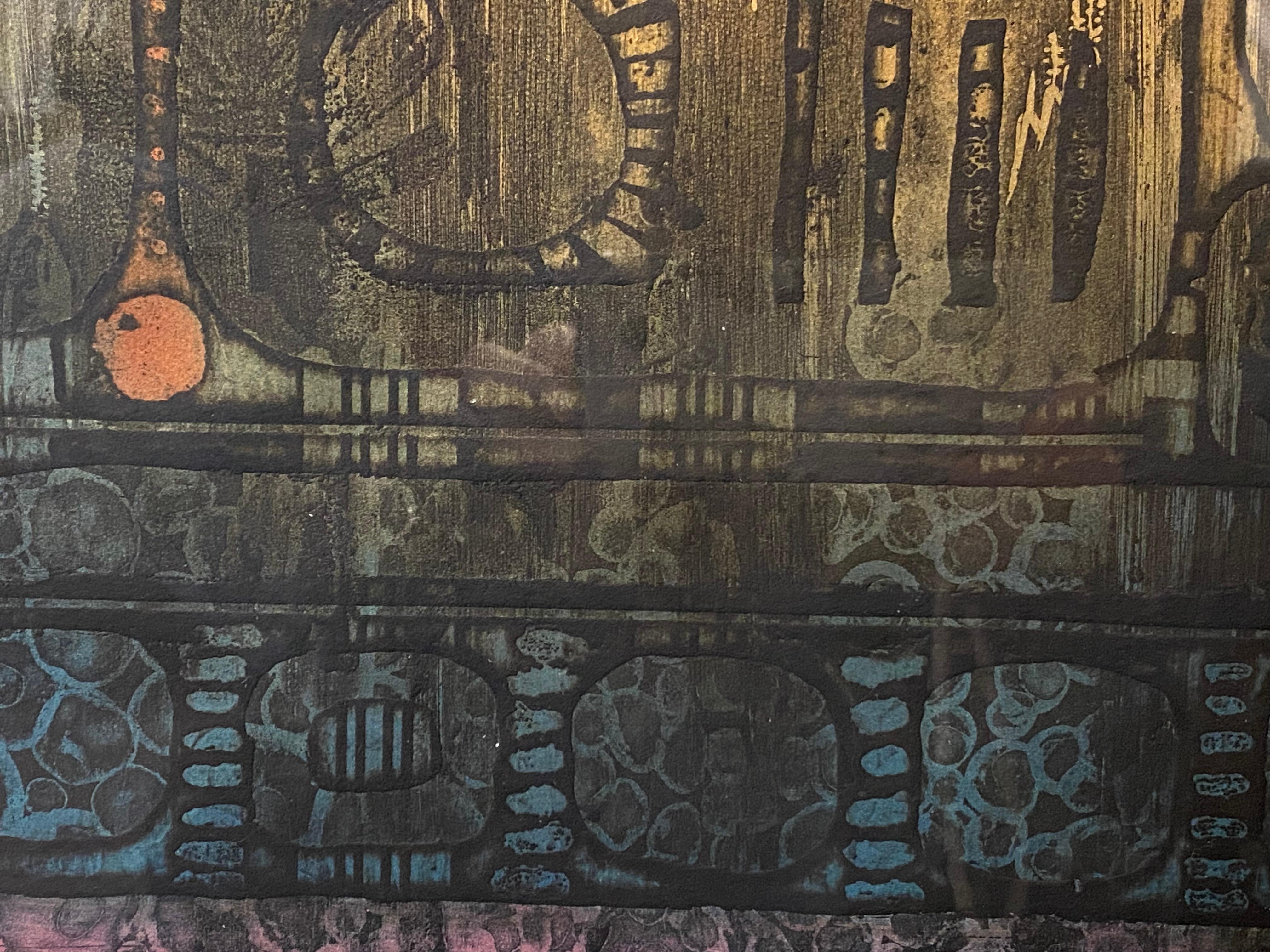 „Memory of an Ancient City“  Semi-abstrakte Lithographie von Beckford Young im Angebot 8