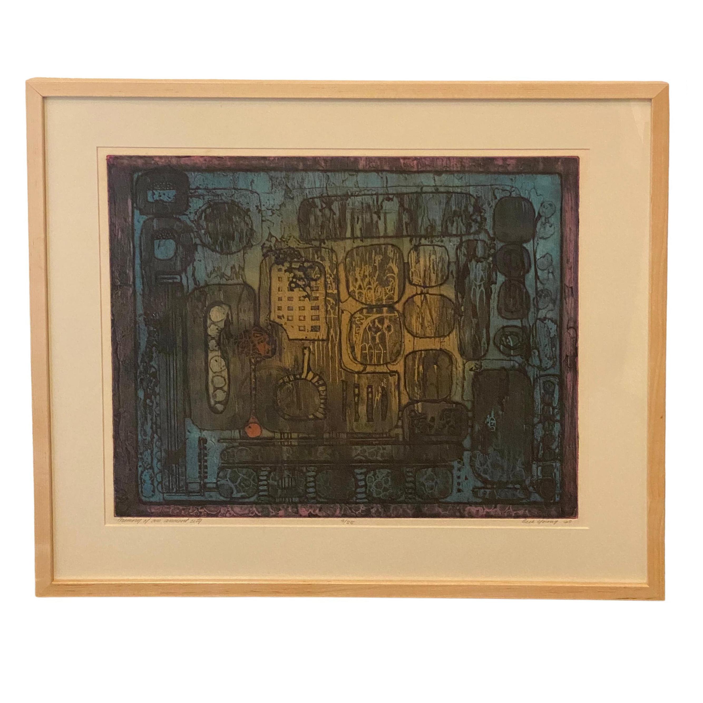 "Memory of an Ancient City"  Semi-Abstract Lithograph by Beckford Young