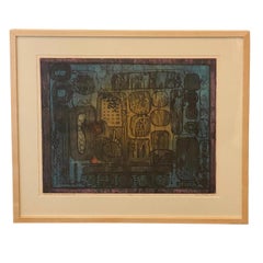 Vintage "Memory of an Ancient City"  Semi-Abstract Lithograph by Beckford Young