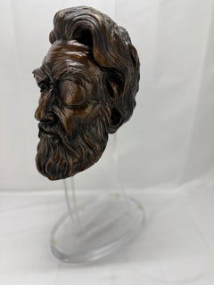 Beckie Kravetz, "Wotan" Bronze Opera Mask 9/25 C. 1998 on Lucite Stand