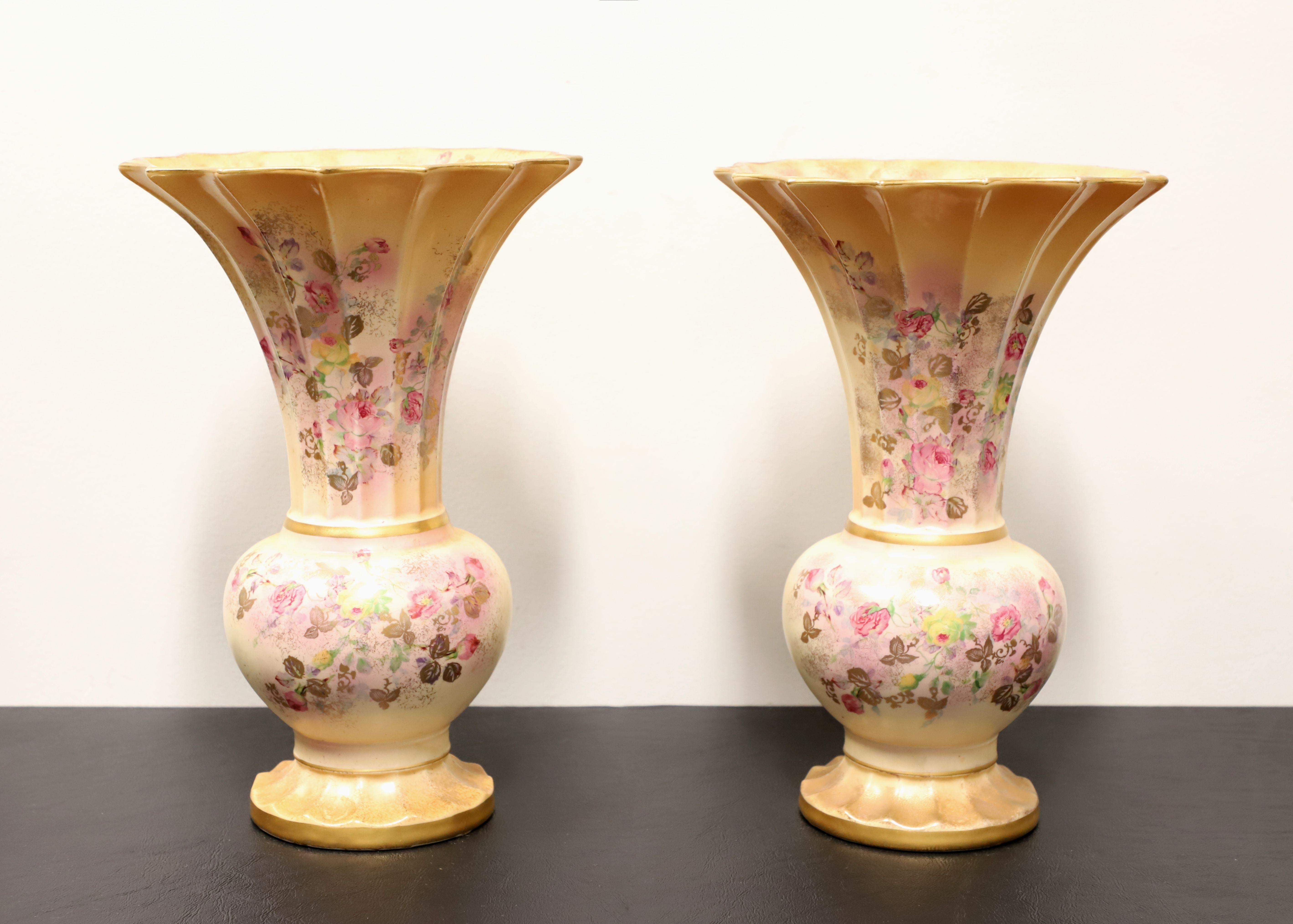 BECKWITH CHINA Hand Painted Porcelain Vases - Pair For Sale 4