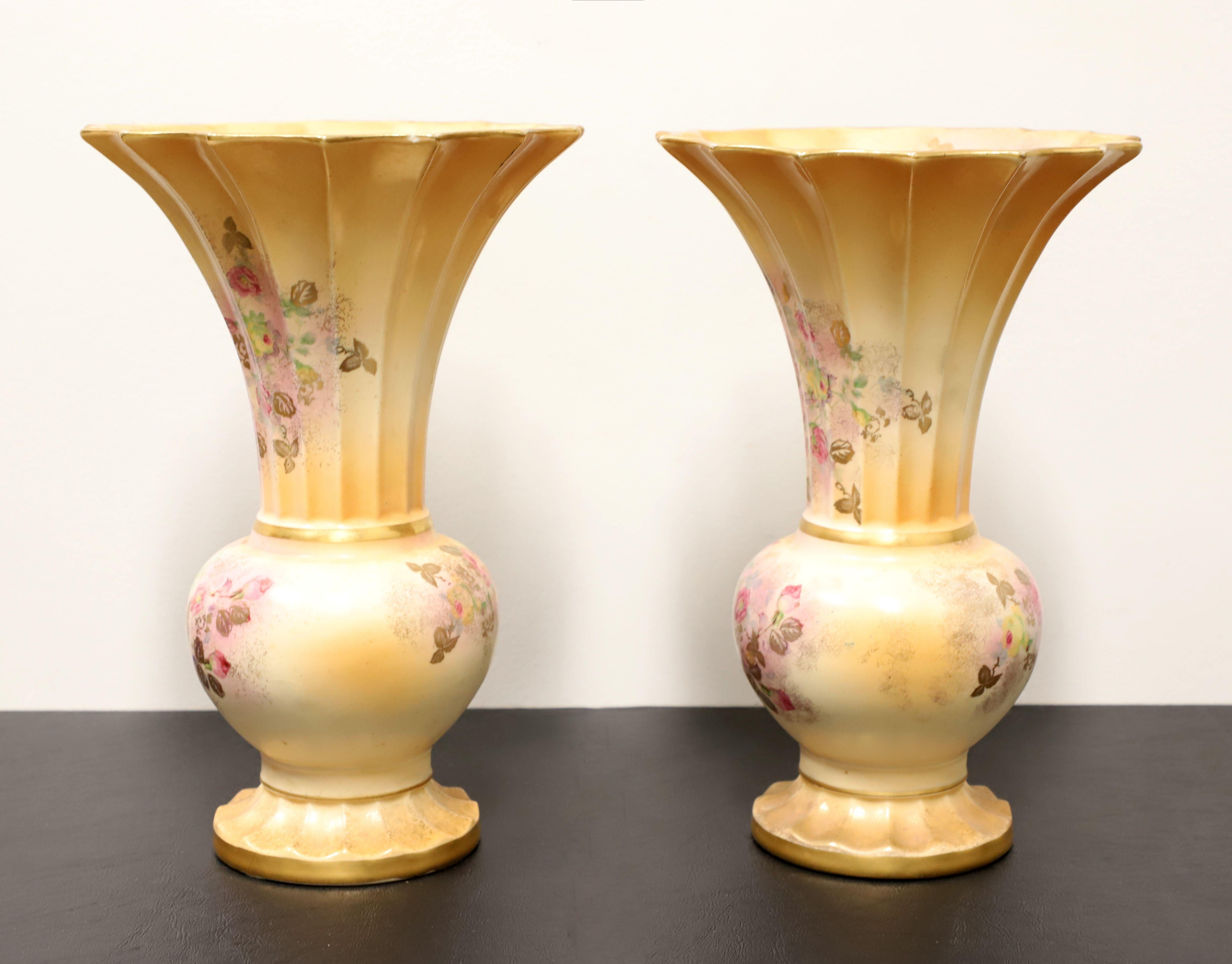 Japanese BECKWITH CHINA Hand Painted Porcelain Vases - Pair For Sale