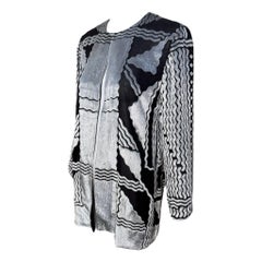 Becky Bisoulis Luxe Silver Devoré Velvet Deco Blouse, 1980s