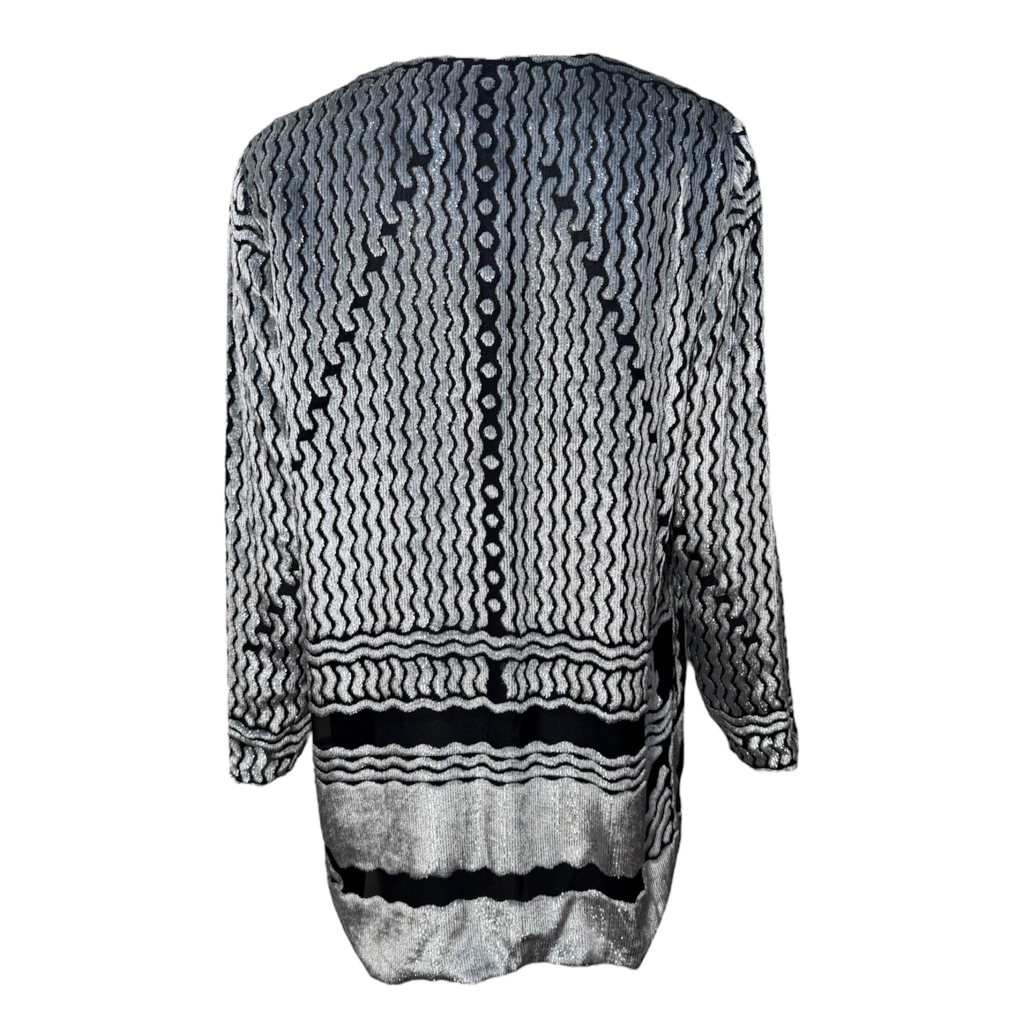 Becky Bisoulis Luxe Silver Devoré Samt Deko-Bluse, 1980er Jahre (Silber) im Angebot