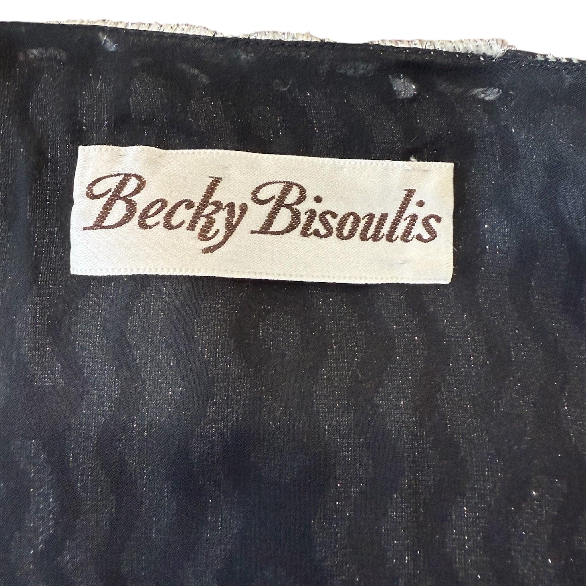 Becky Bisoulis Luxe Silver Devoré Samt Deko-Bluse, 1980er Jahre im Zustand „Hervorragend“ im Angebot in Los Angeles, CA