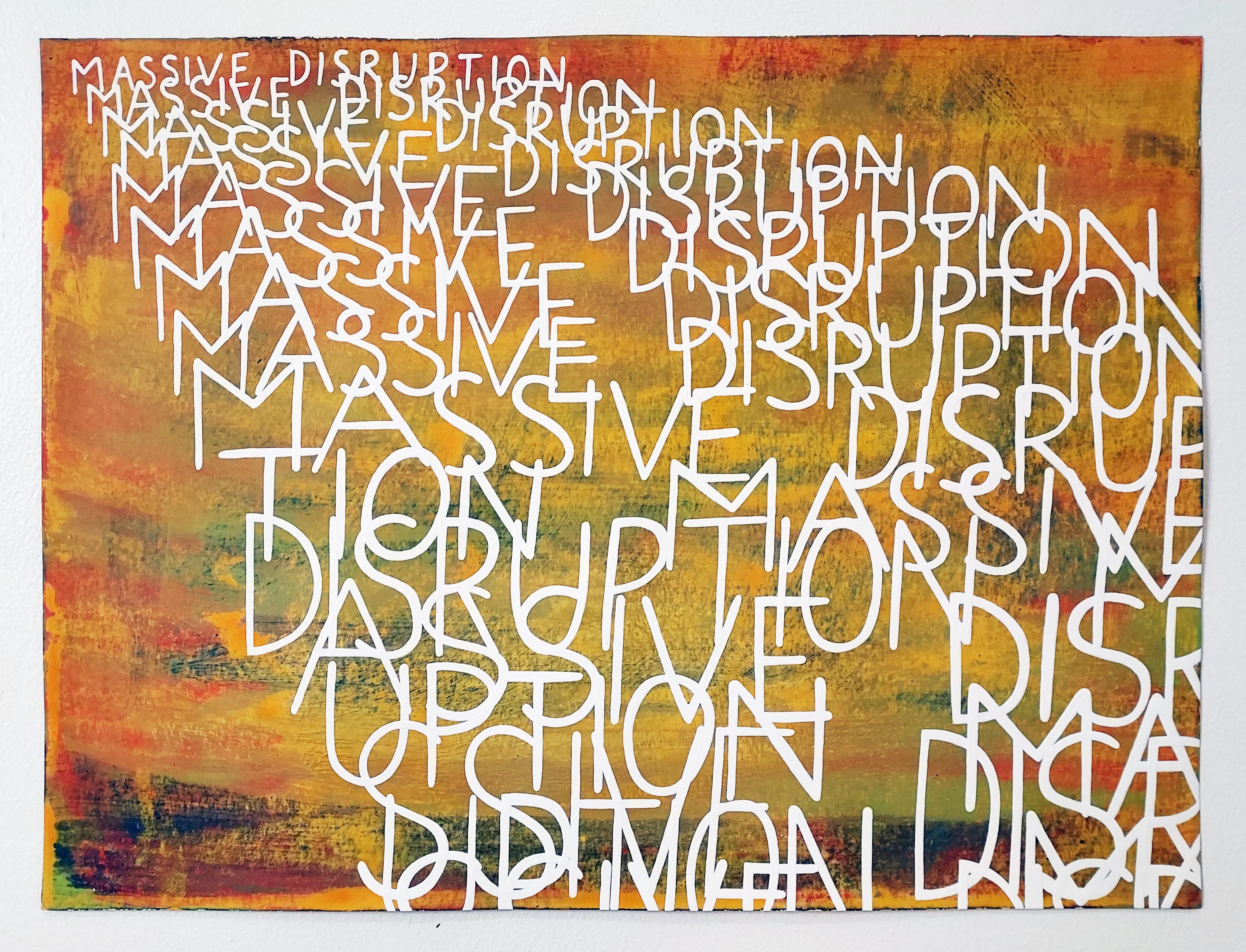  Commentaire culturel Couleurs vives et vives Pattern Unique Text abstrait - Painting de Becky Brown