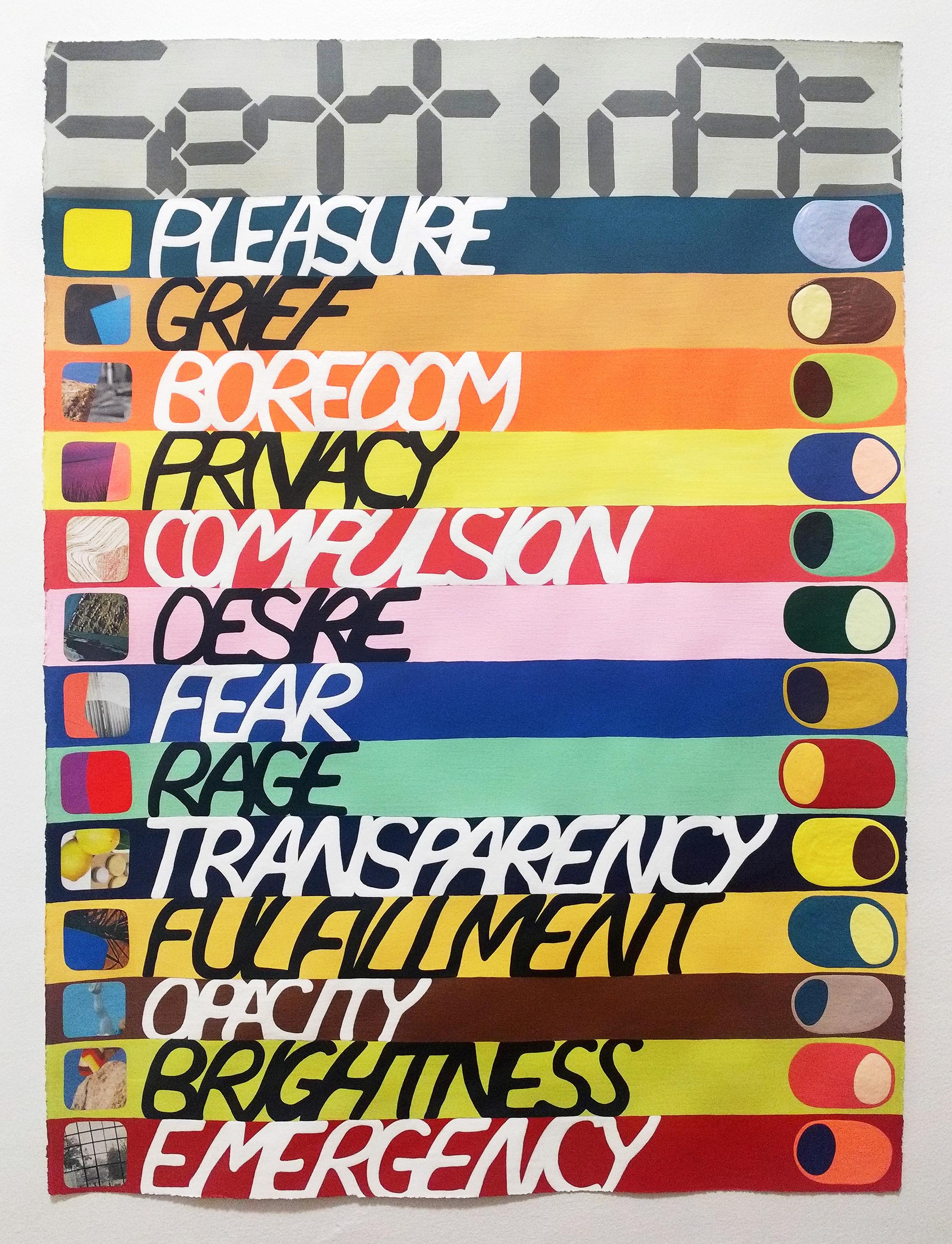  Commentaire culturel Couleurs vives et vives Pattern Unique Text - Painting de Becky Brown