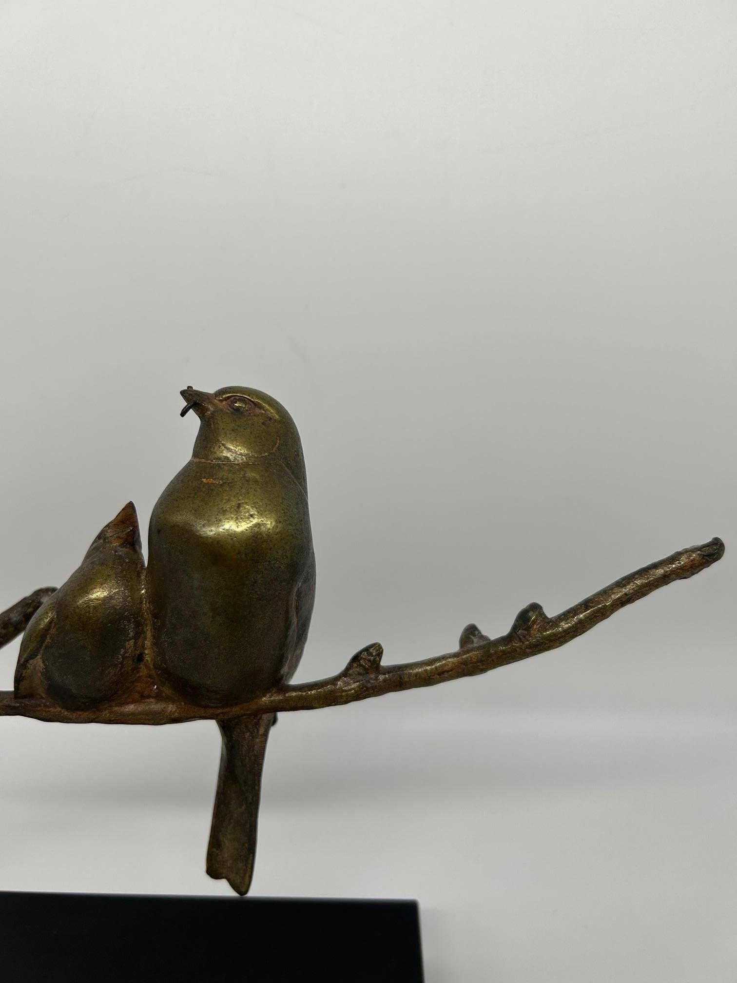 French Becquerel birds art deco sculpture  For Sale