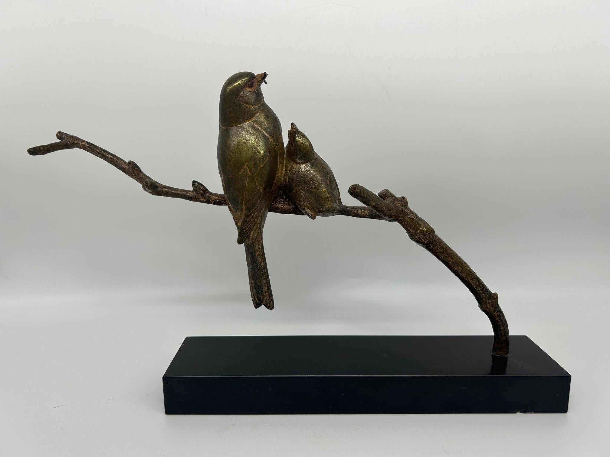 Becquerel birds art deco sculpture  For Sale 1