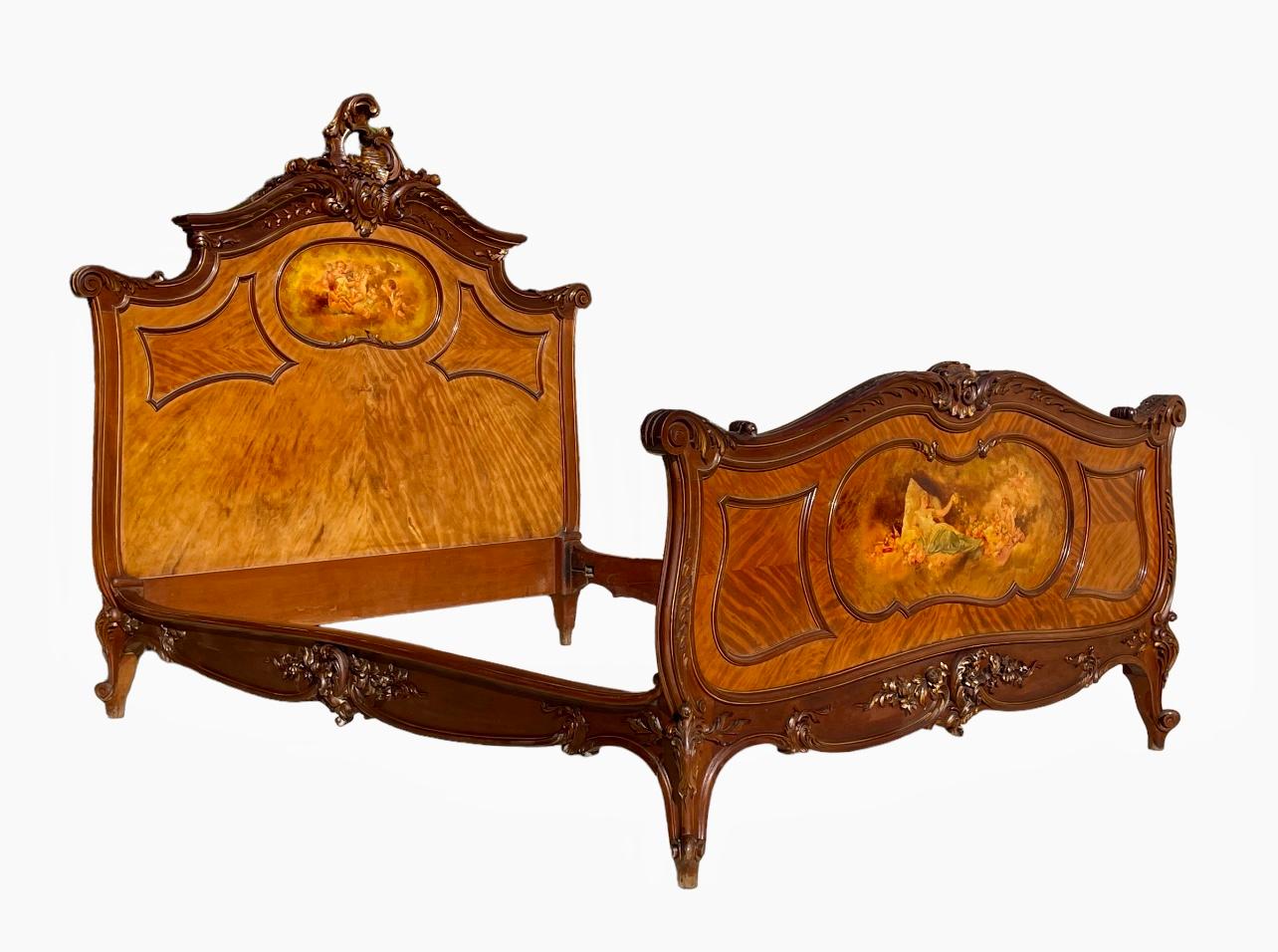 Bed And 2 Nightstands In Louis XV Style Martin Varnish For Sale 6