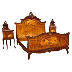 Antique Bed And 2 Nightstands In Louis XV Style Martin Varnish