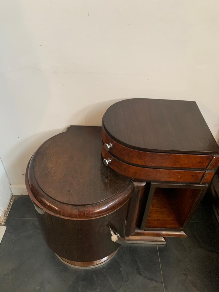 Bed and Bedside Tables in Rosewood, Walnut and Carved Cherubs, 1920s For Sale 11