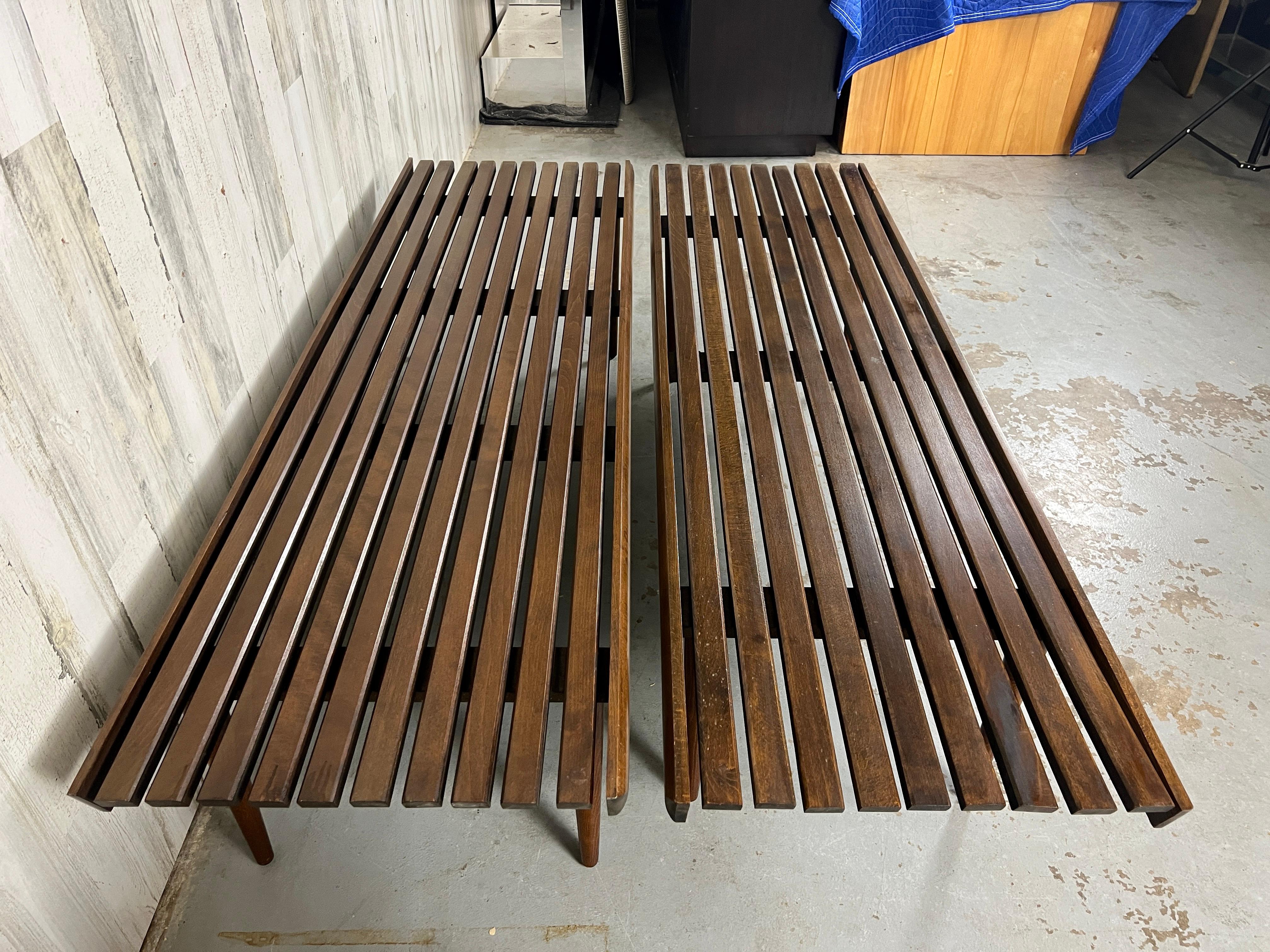 Mid-Century Slat Benches For Sale 2
