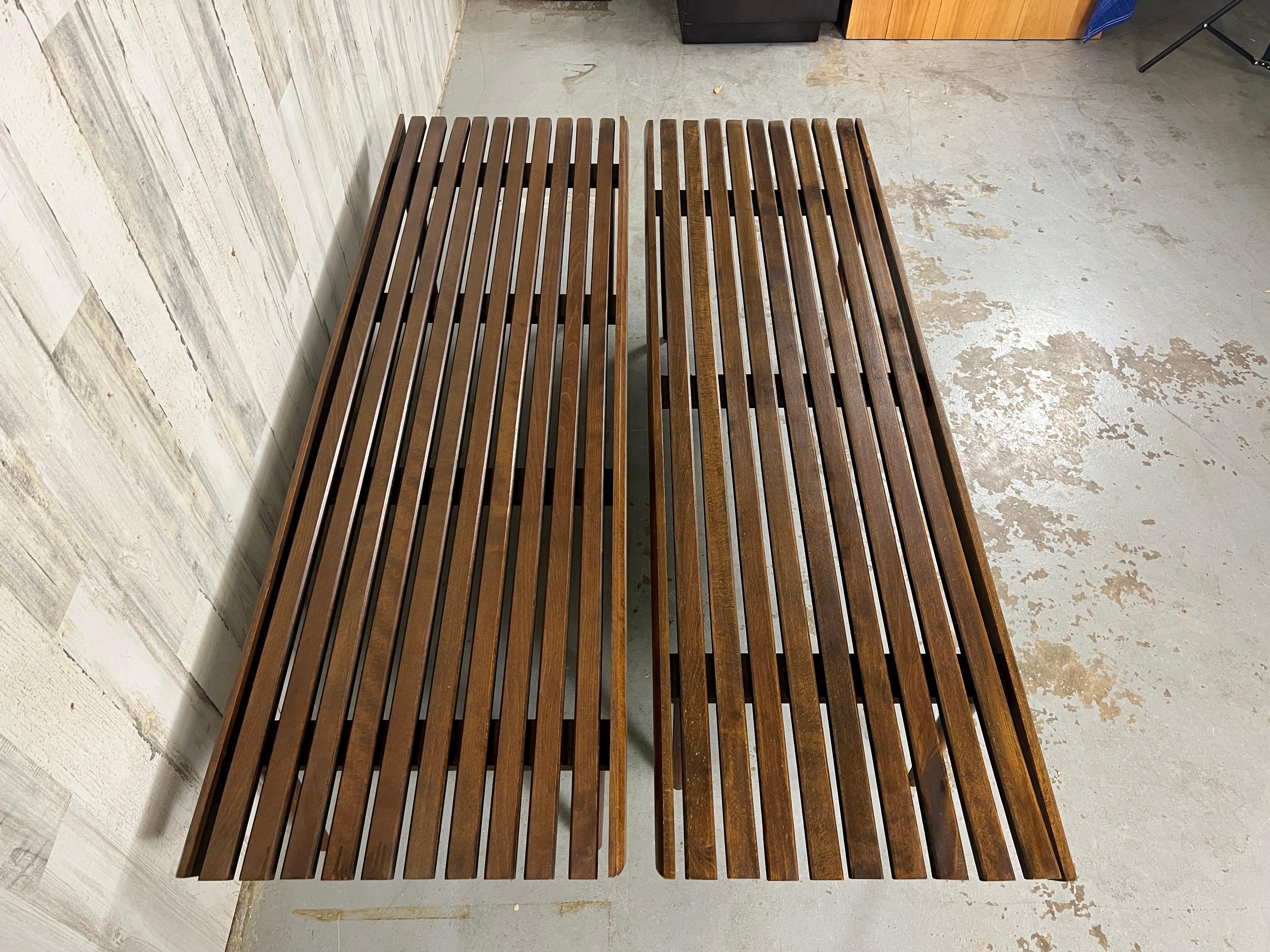 Mid-Century Slat Benches For Sale 3