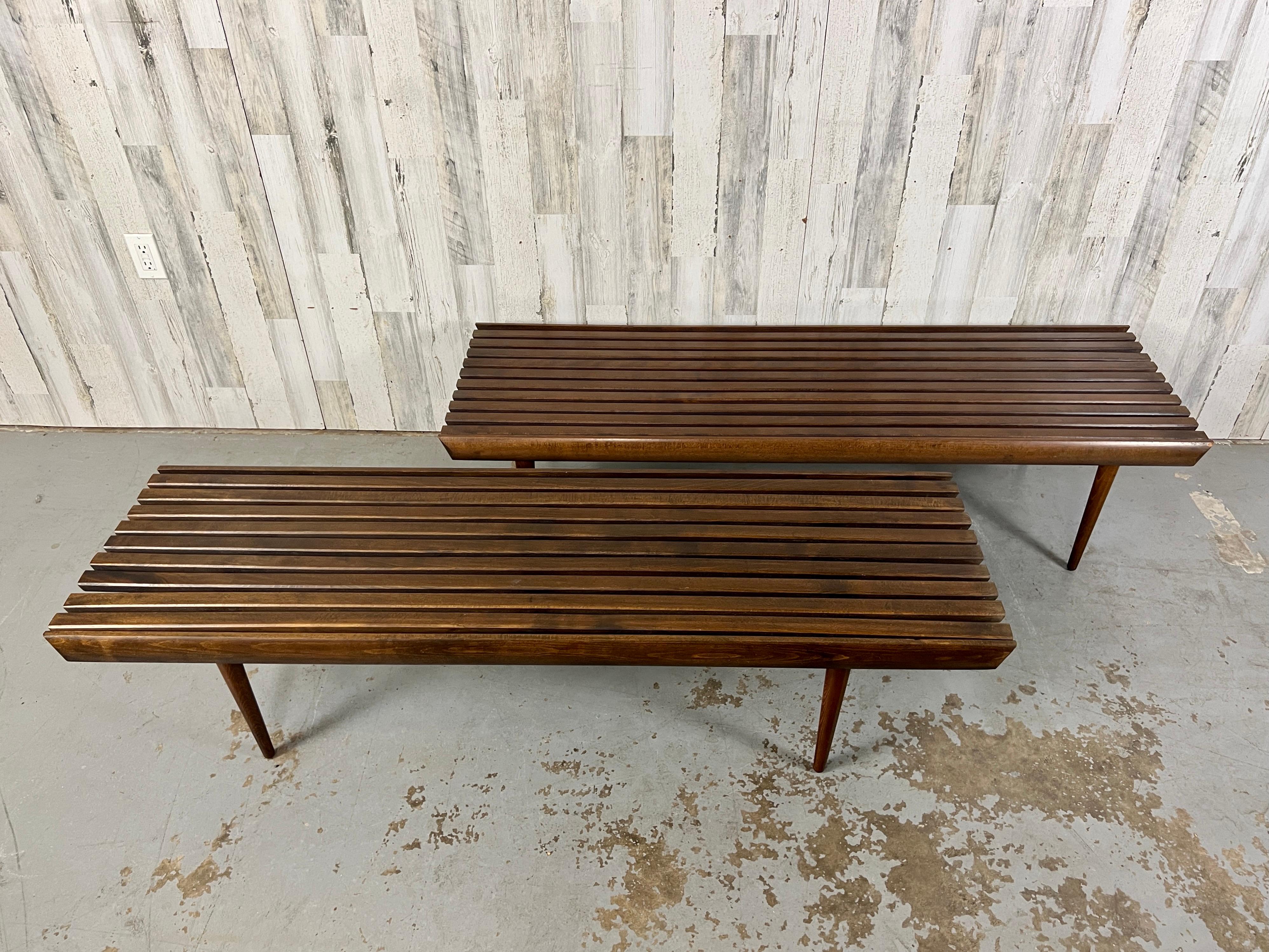Mid-Century Slat Benches For Sale 1