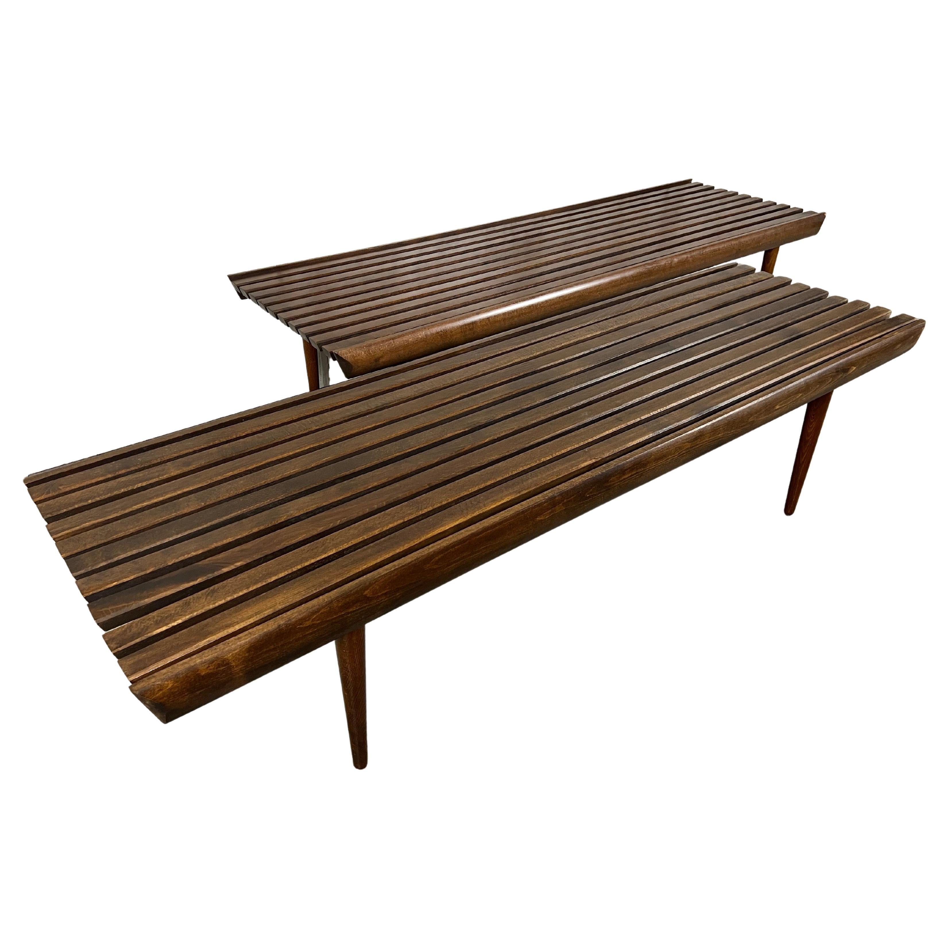 Mid-Century Slat Benches For Sale
