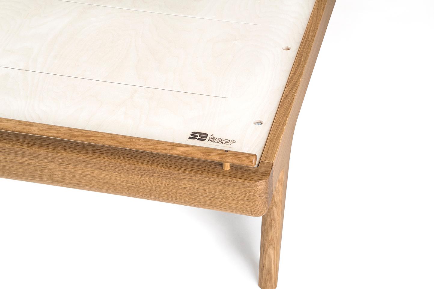 This listing is for a California King Rian bed in white Oak with Kraft Danish cord. Custom options available.

A good bed is hard to find, but a Semigood bed is hard to beat. The Rian Bed features a two panel woven Danish cord headboard making for