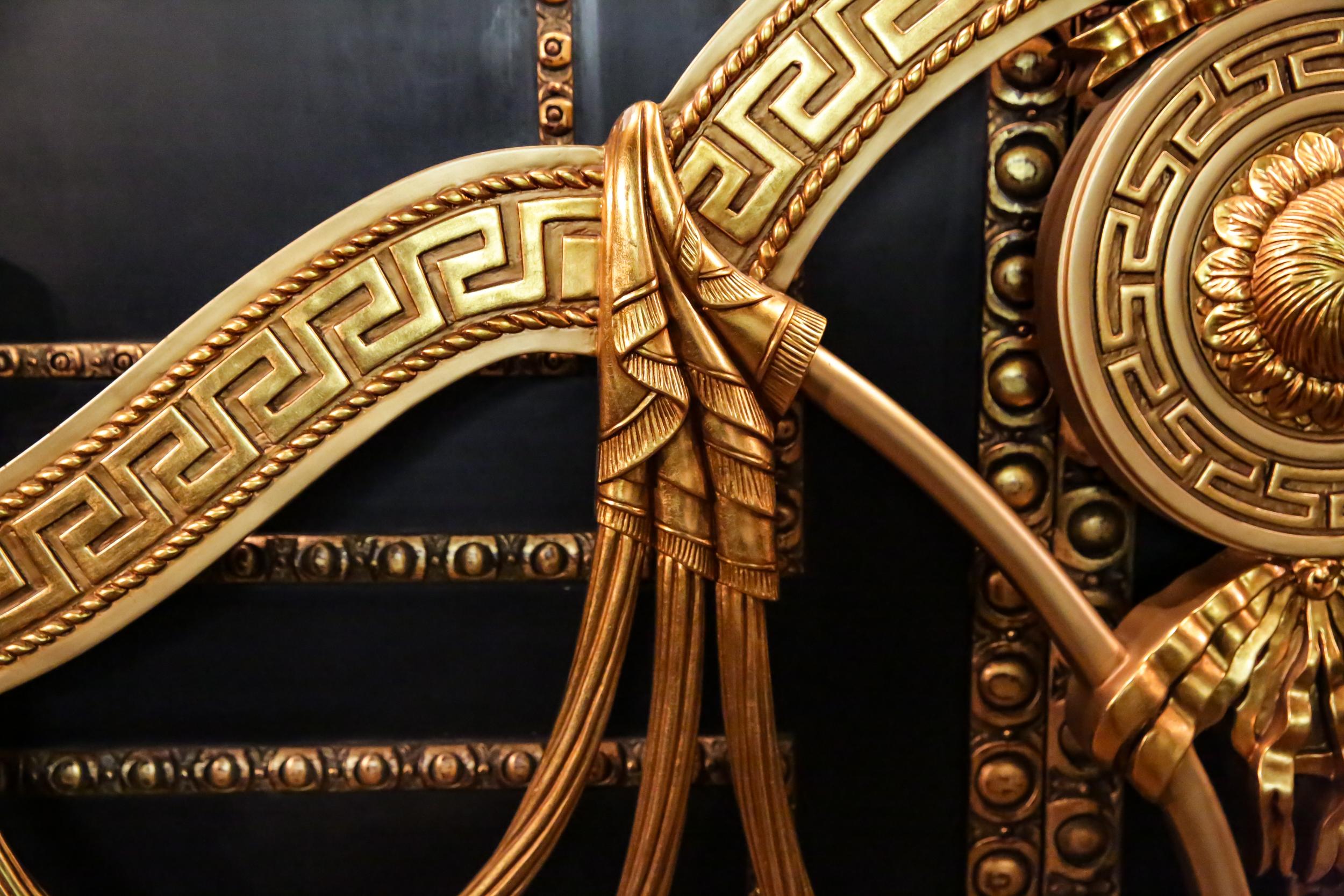 Baroque Bed Carved in Versace Style Poliment Gold High Quality