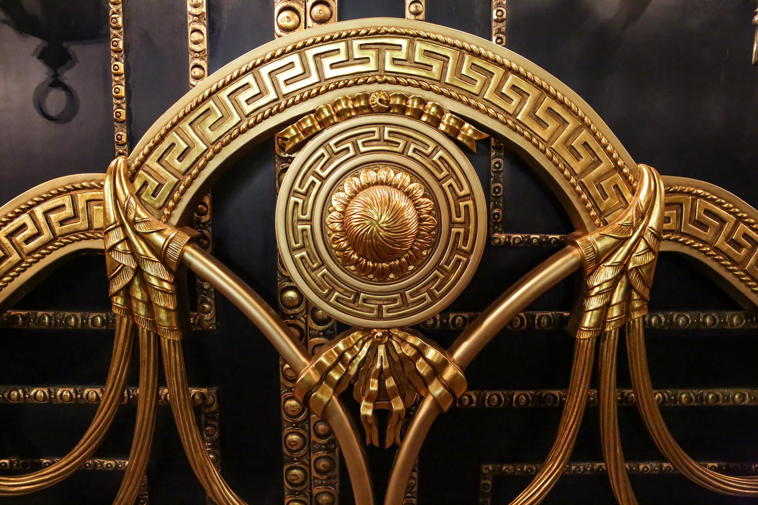Italian Bed Carved in Versace Style Poliment Gold High Quality