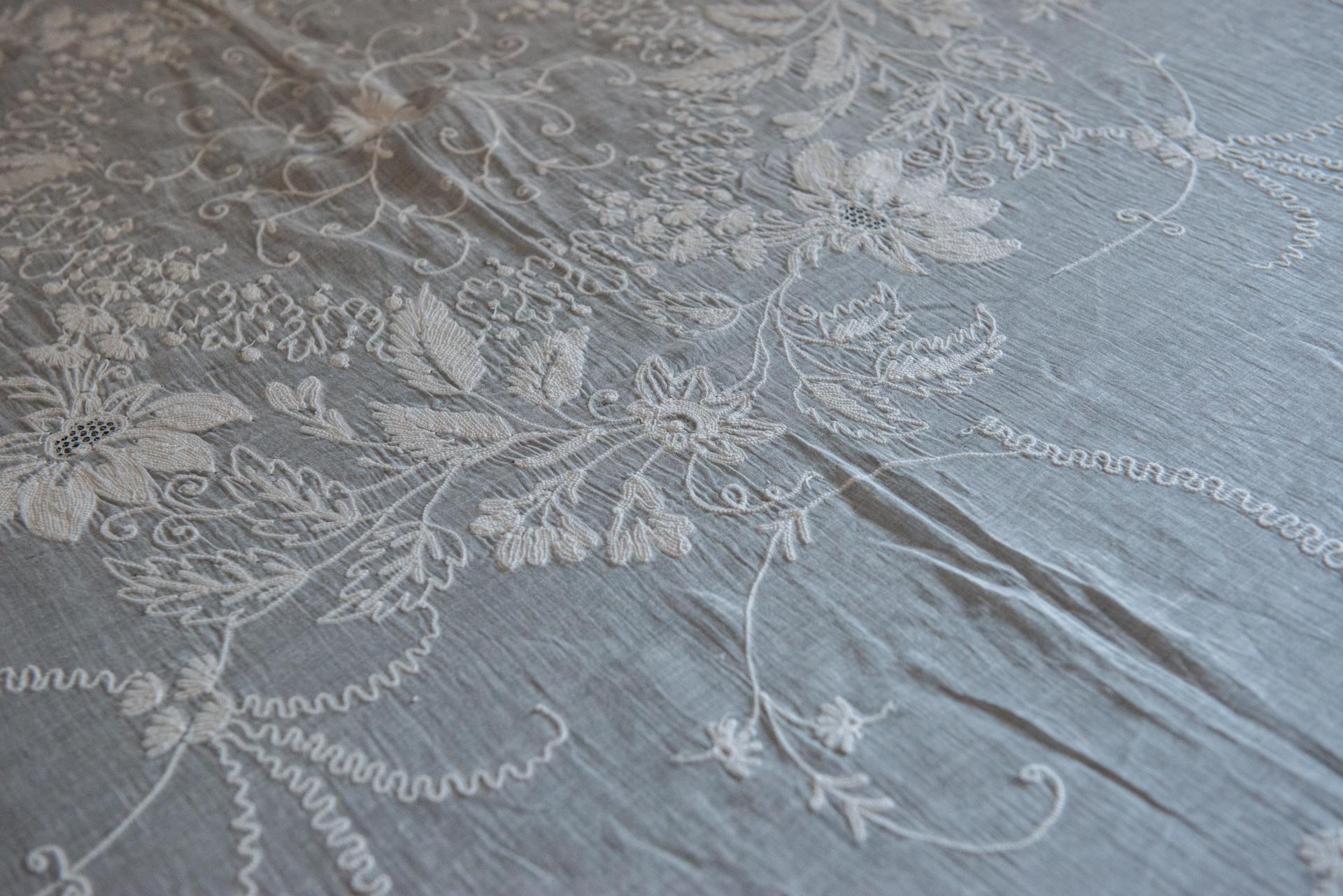 Rare Bed Cover or Tablecloth in Corneline Tissue 2