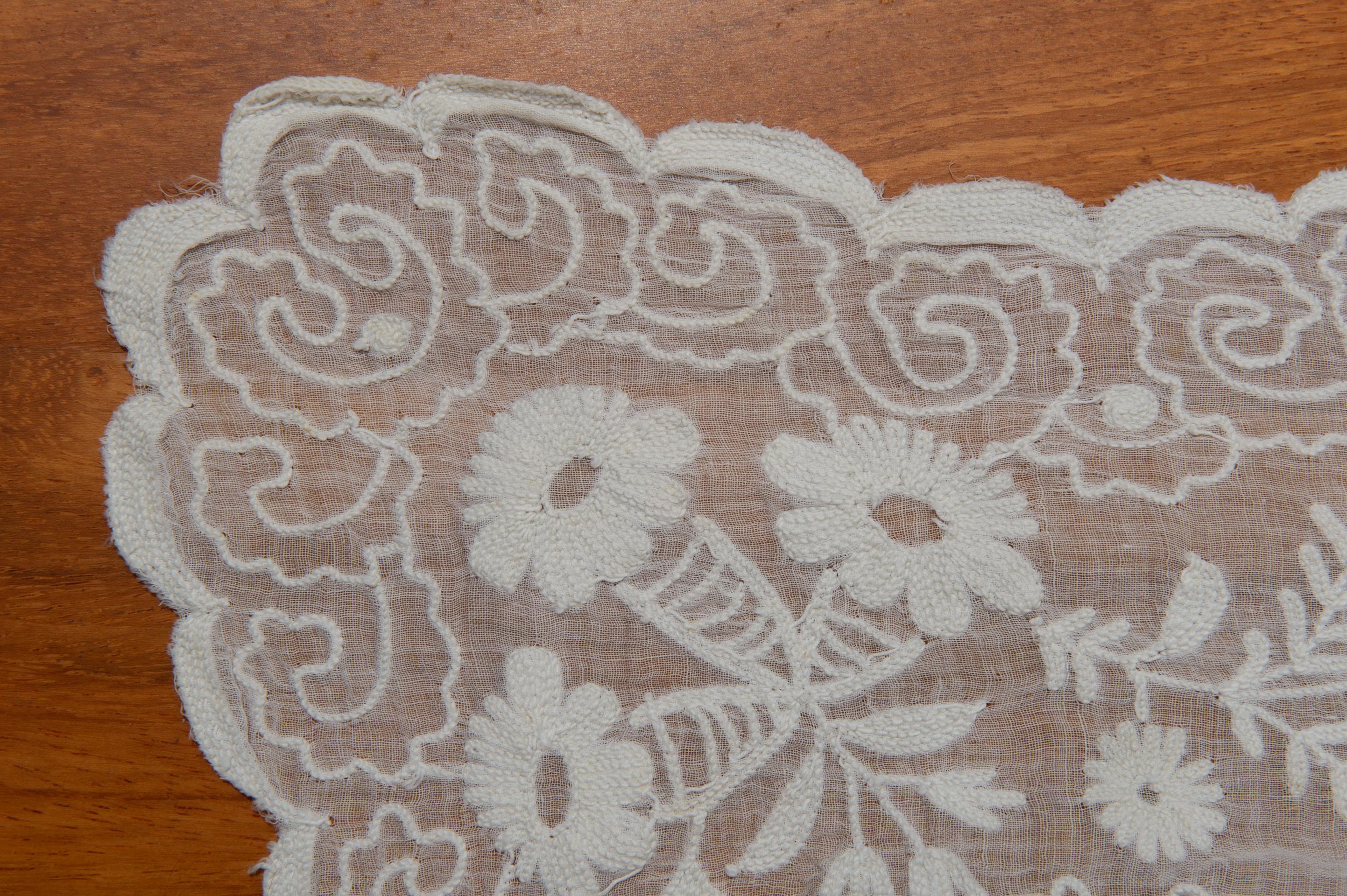 French Rare Bed Cover or Tablecloth in Corneline Tissue