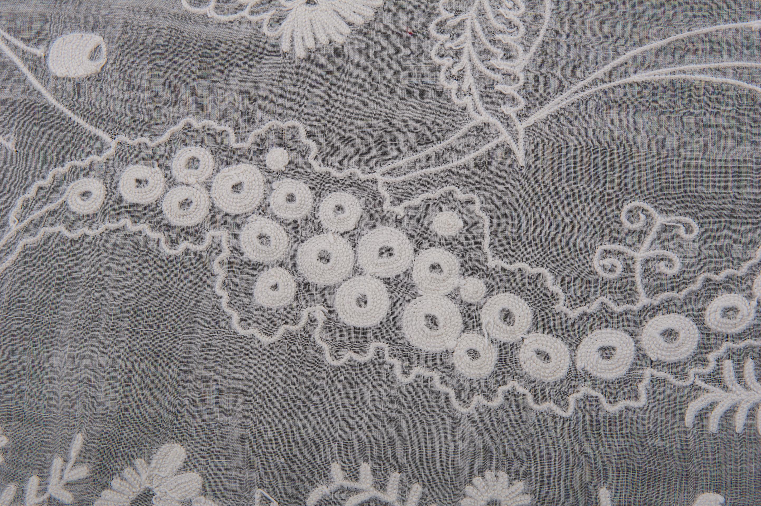 Embroidered Rare Bed Cover or Tablecloth in Corneline Tissue
