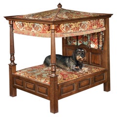 Bed Dog Sample Dolls Tester 4 Poster Upholstered Antiquarian Jacobean Style Oak