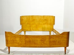 Bed Double Wood Brass Mid-Century Modern Italian Design 1950/60s