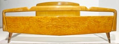 Bed Double Wood Brass Mid-Century Modern Italian Design 1950s