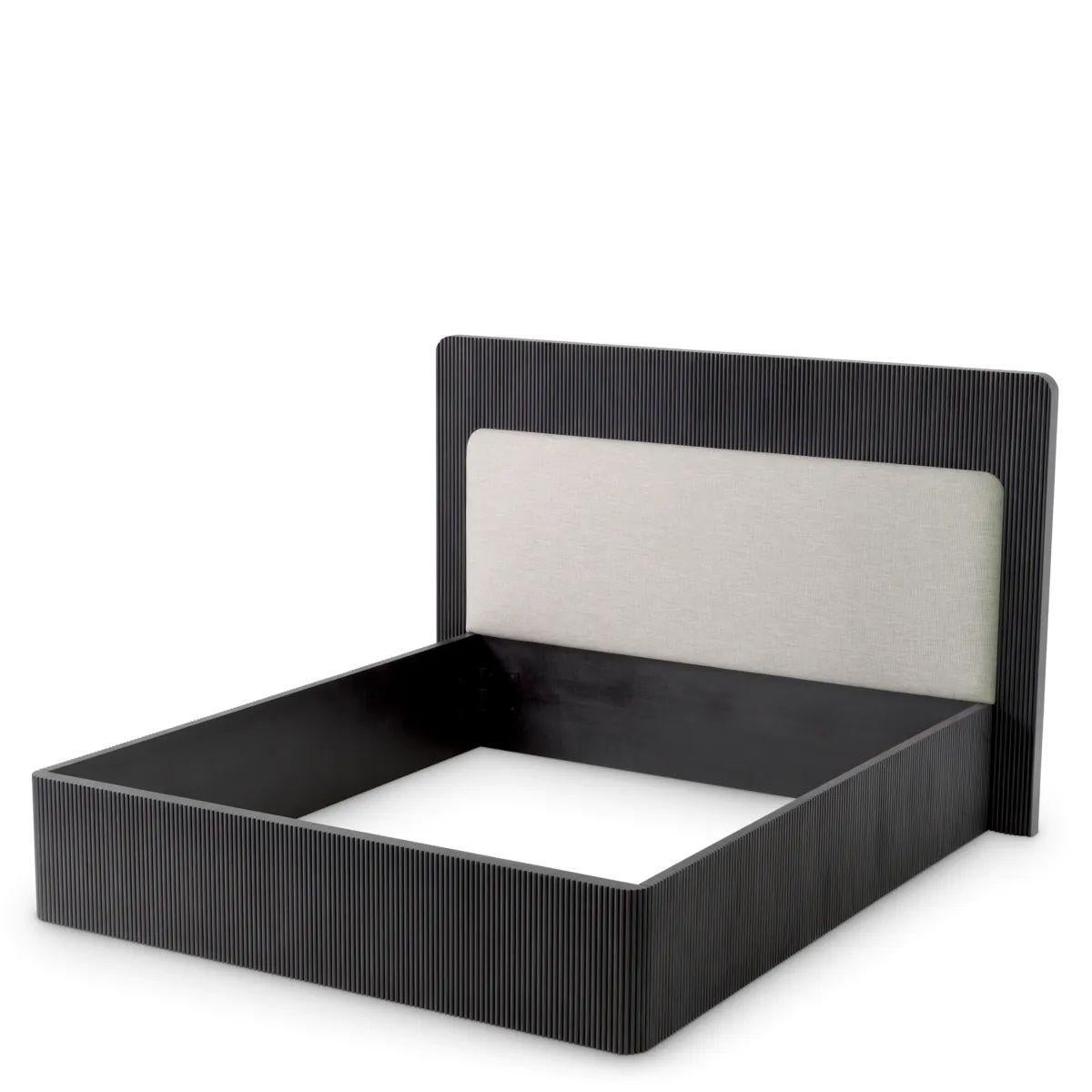 XXIe siècle et contemporain Bed Frame – Charcoal Grey Ribbed & Natural Fabric en vente
