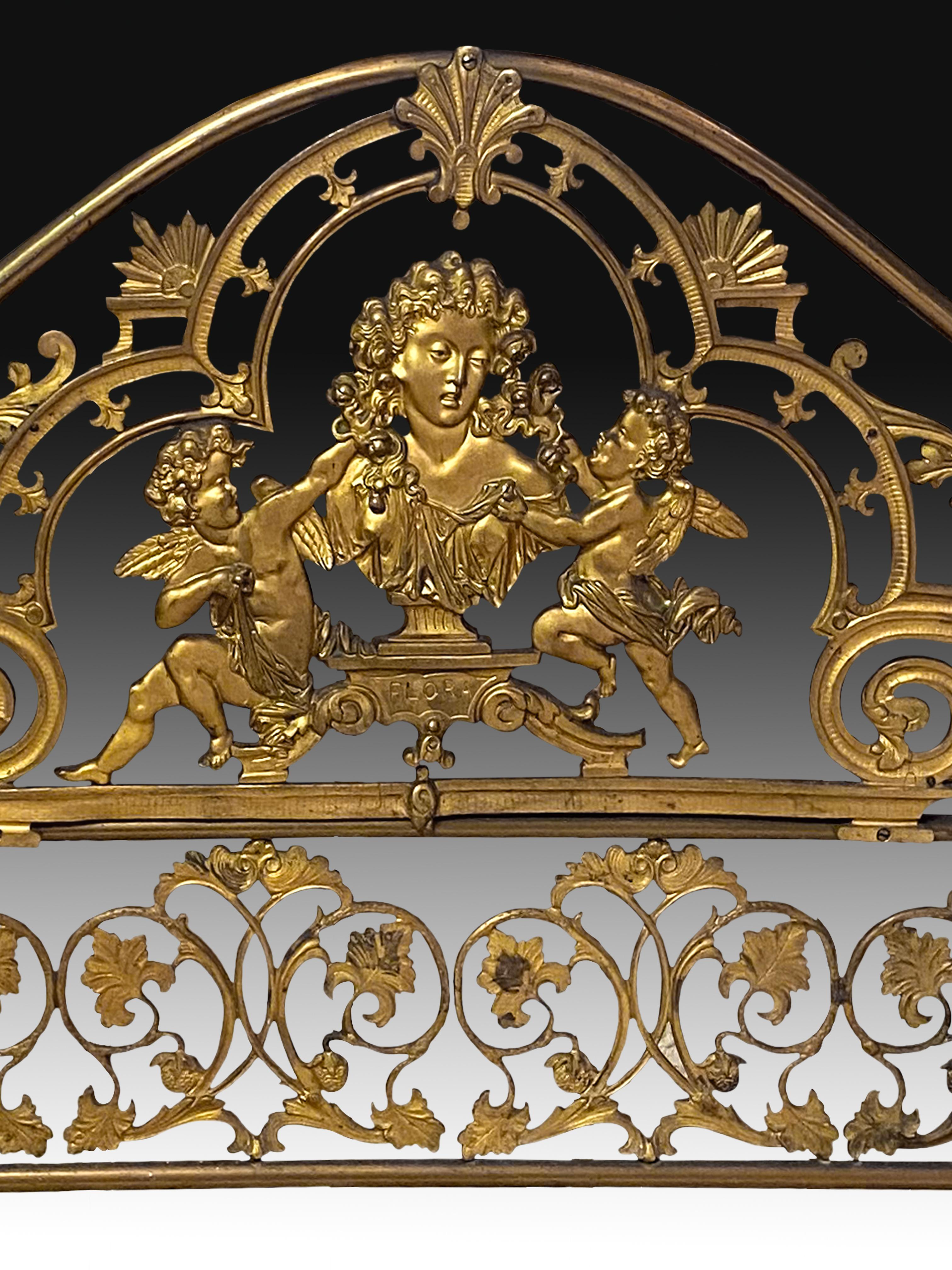 European Bed Frame, Gilded Bronze and Metal, 19th Century