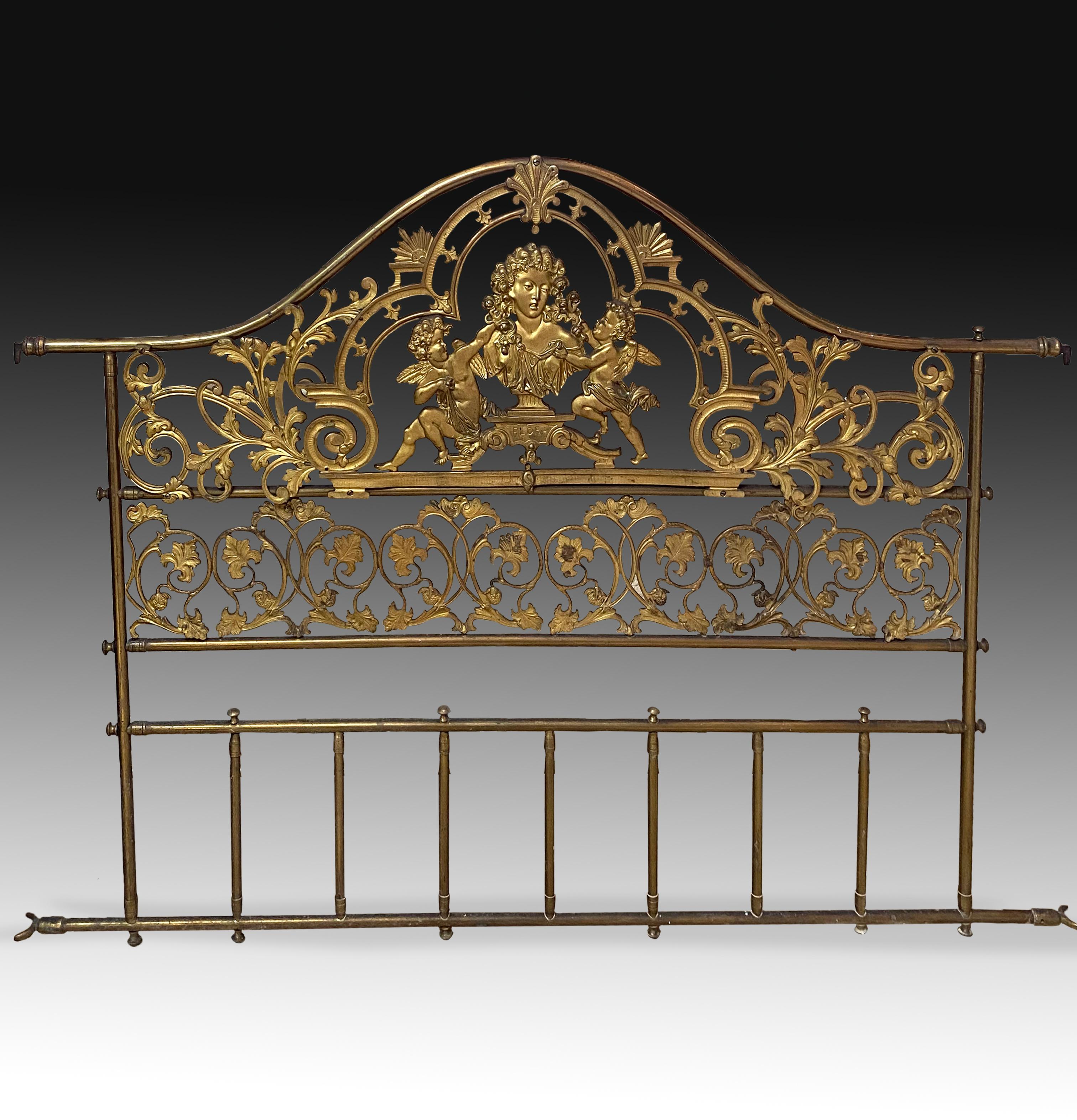 Bed Frame, Gilded Bronze and Metal, 19th Century In Good Condition In Madrid, ES