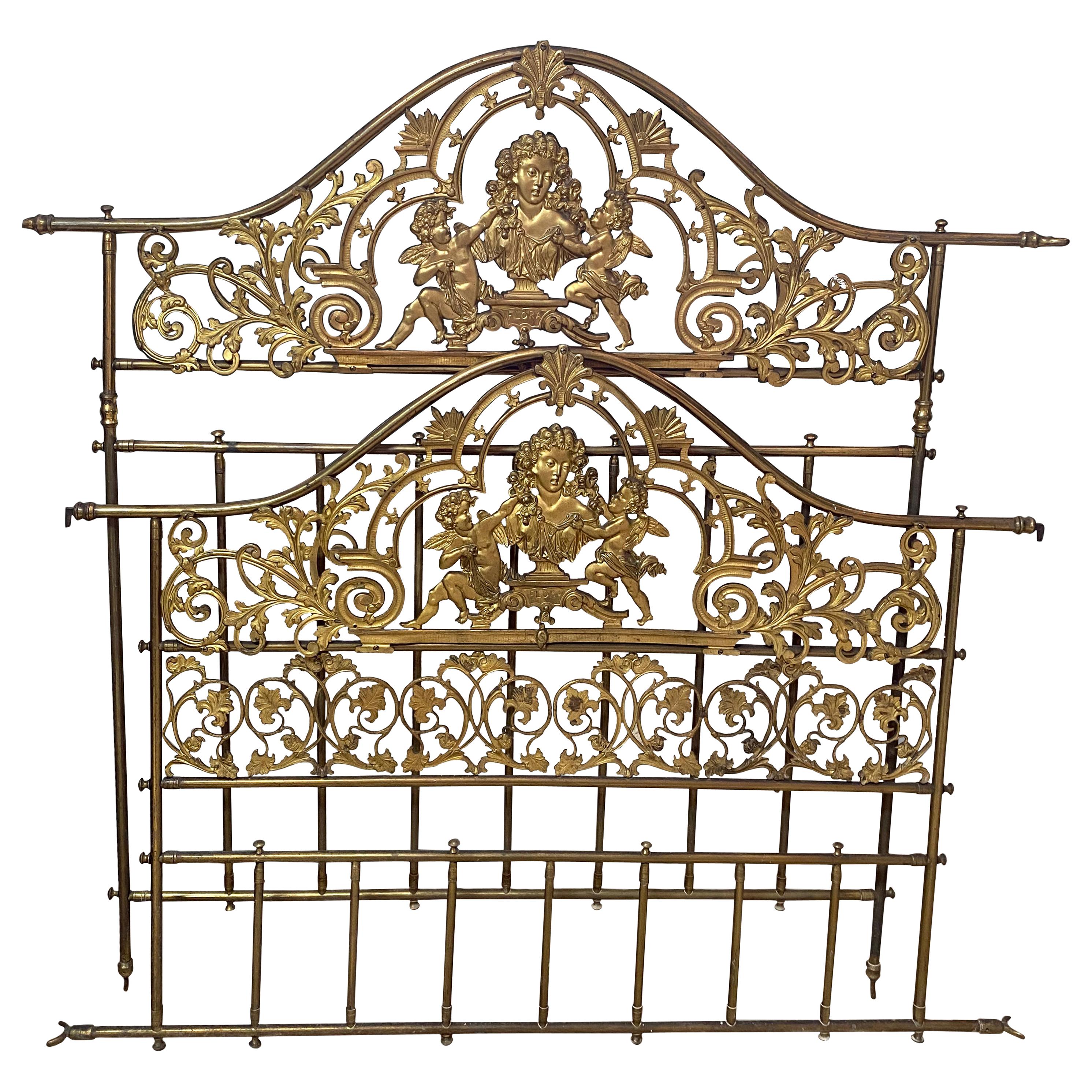 Bed Frame, Gilded Bronze and Metal, 19th Century