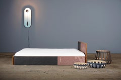 Bed Frame in Mahogany, Stone Veneer, Metal, Designed by Max Frommeld