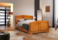Bed Frame in Solid Cherry, Louis Philippe Style, 100% Made in France